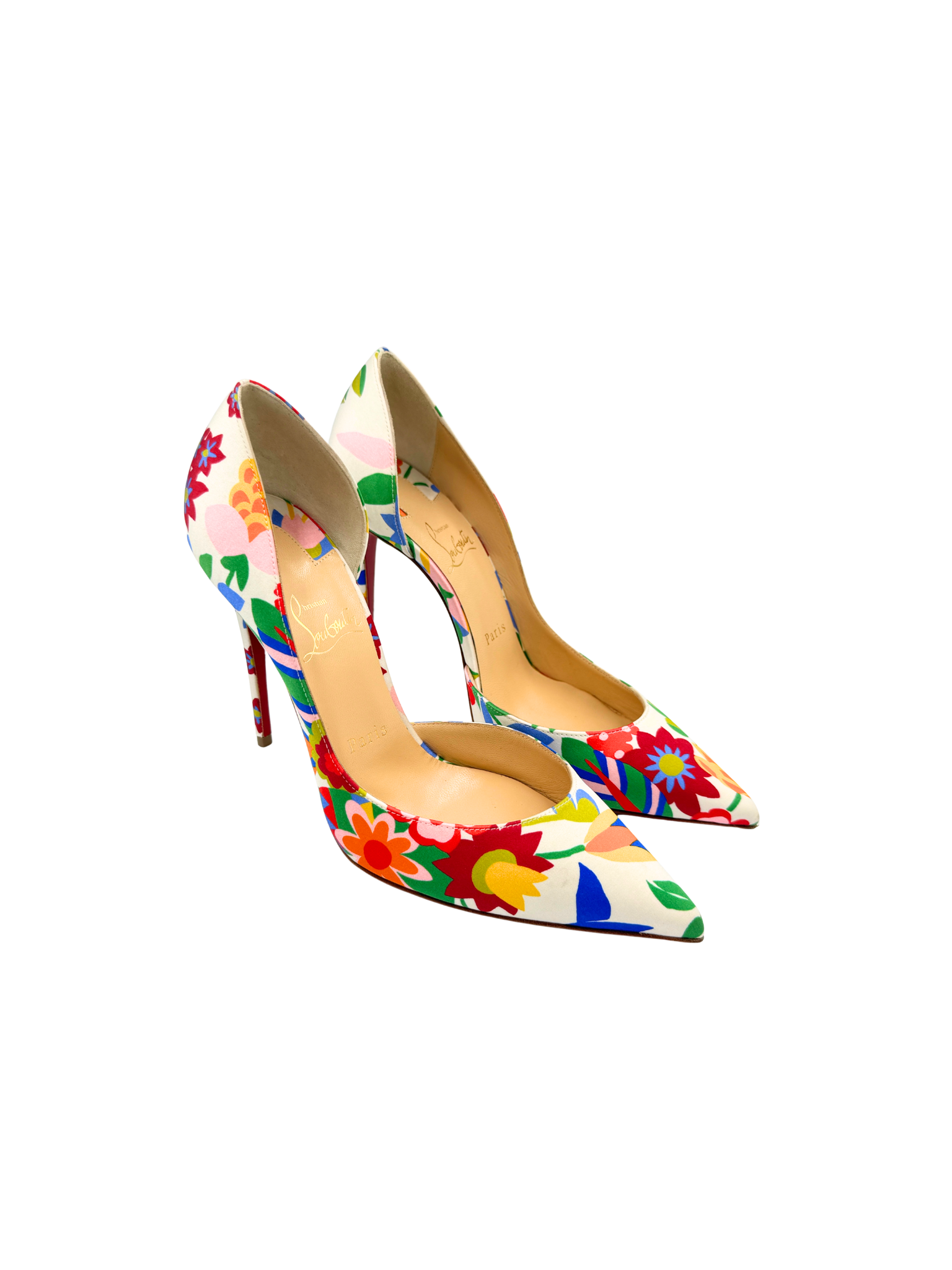 Size 38 Iriza 100 mm Pointed Toe D'orsay Pumps in Floral Satin