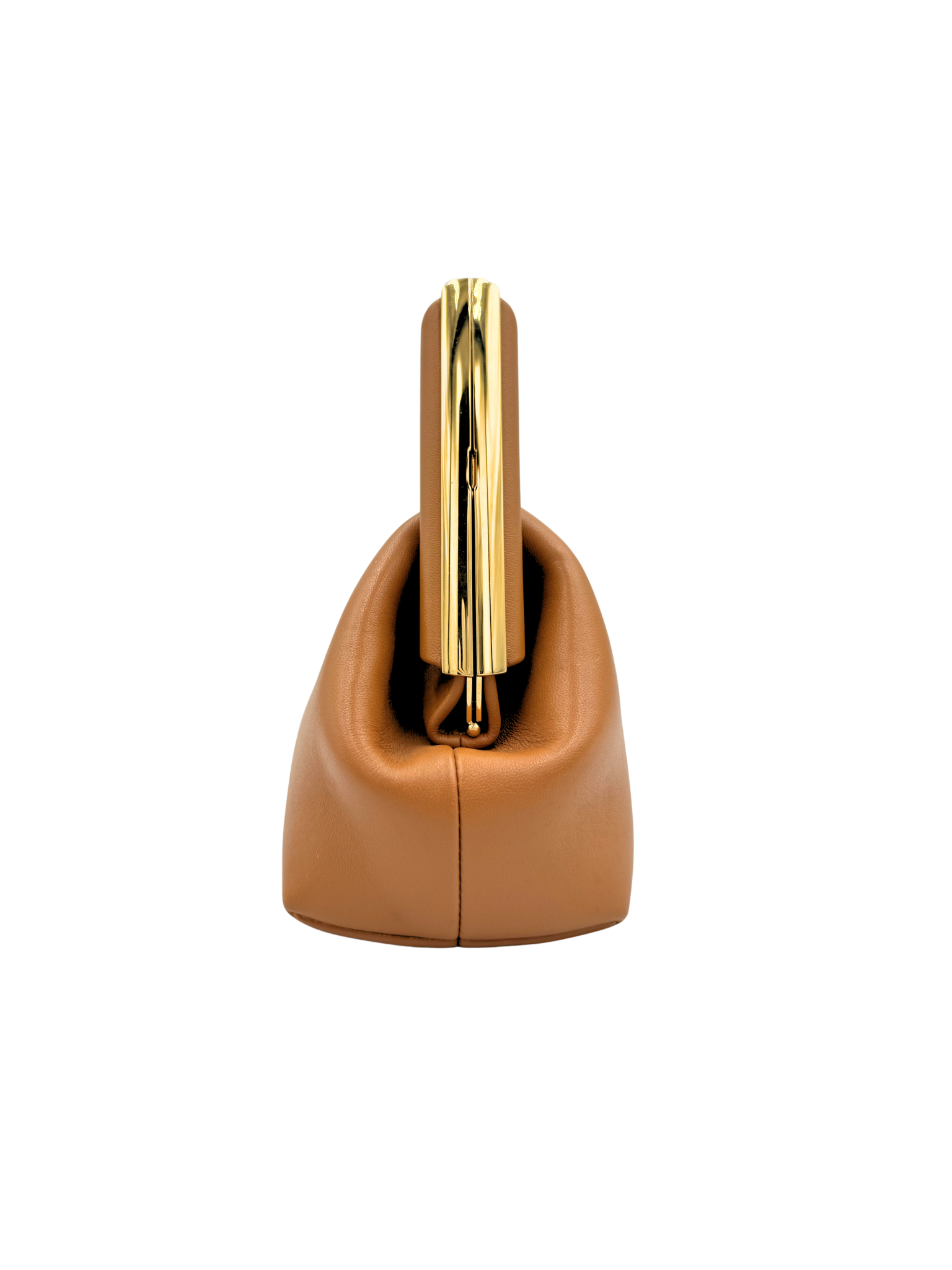 Small First Shoulder Bag Clutch in Caramel Leather