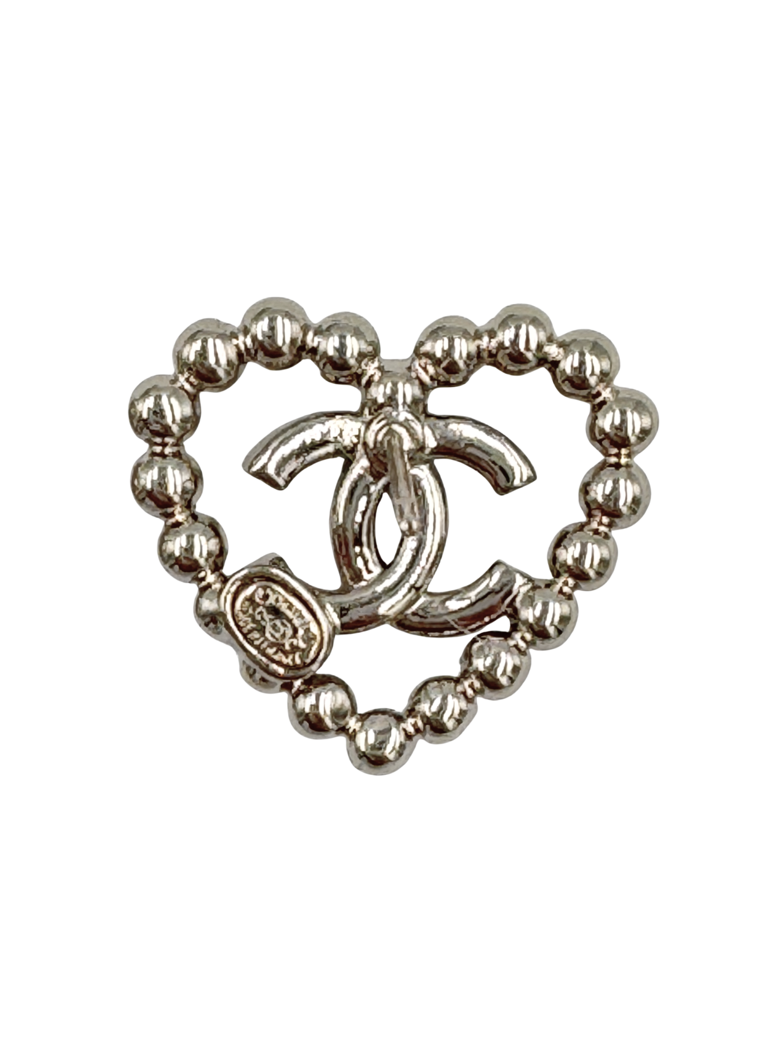 2020 Crystal CC Heart Earrings in Silver Hardware