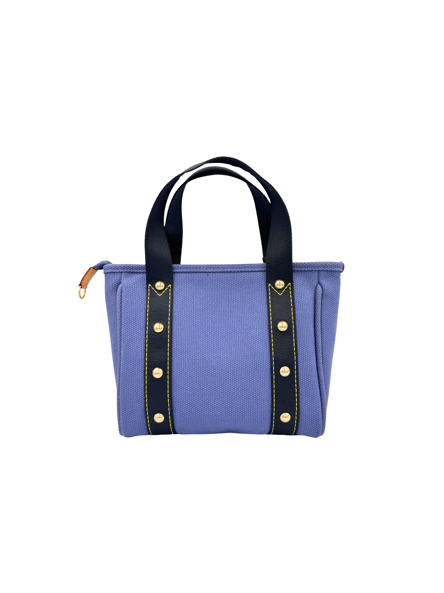 Small Shopping Tote Bag with Logo Plaque in Blue Canvas