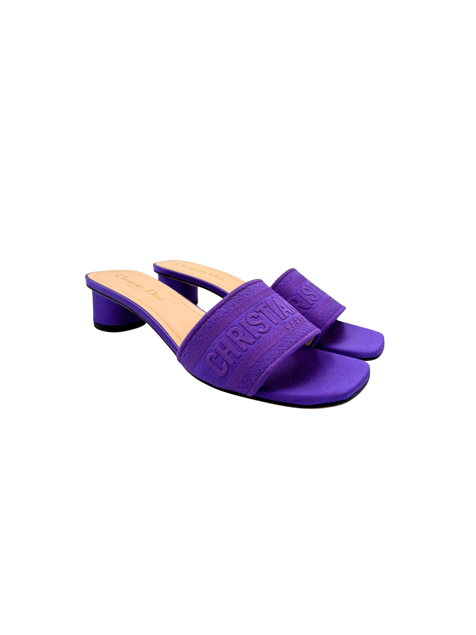 Size 38 Dway Logo Mule Sandals in Purple Satin