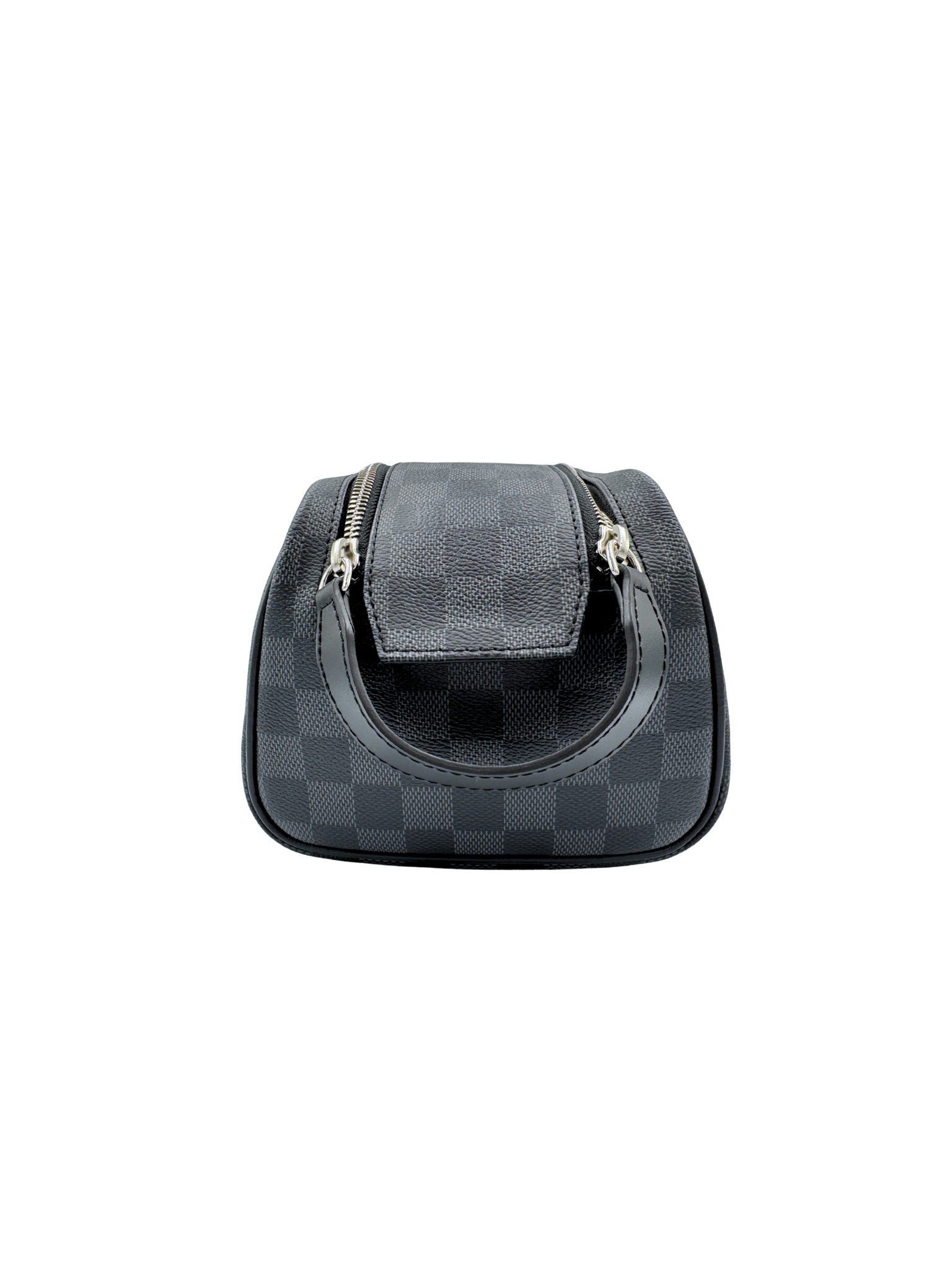 Dopp Kit Double-Zip Travel Toiletry Pouch / Travel Organizer in Damier Graphite Coated Canvas