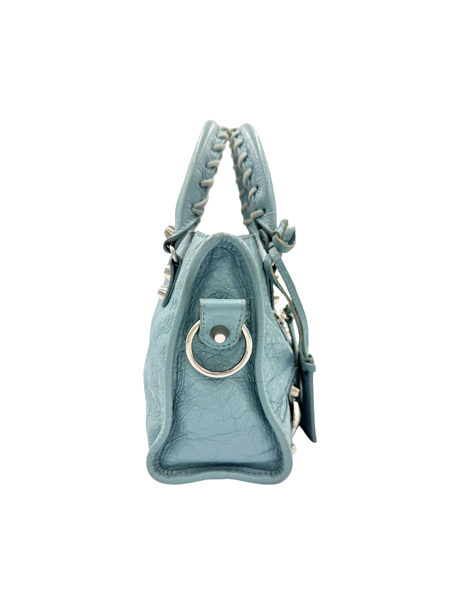 Classic Mini City Shoulder Bag in Blue Agneau Lambskin Leather