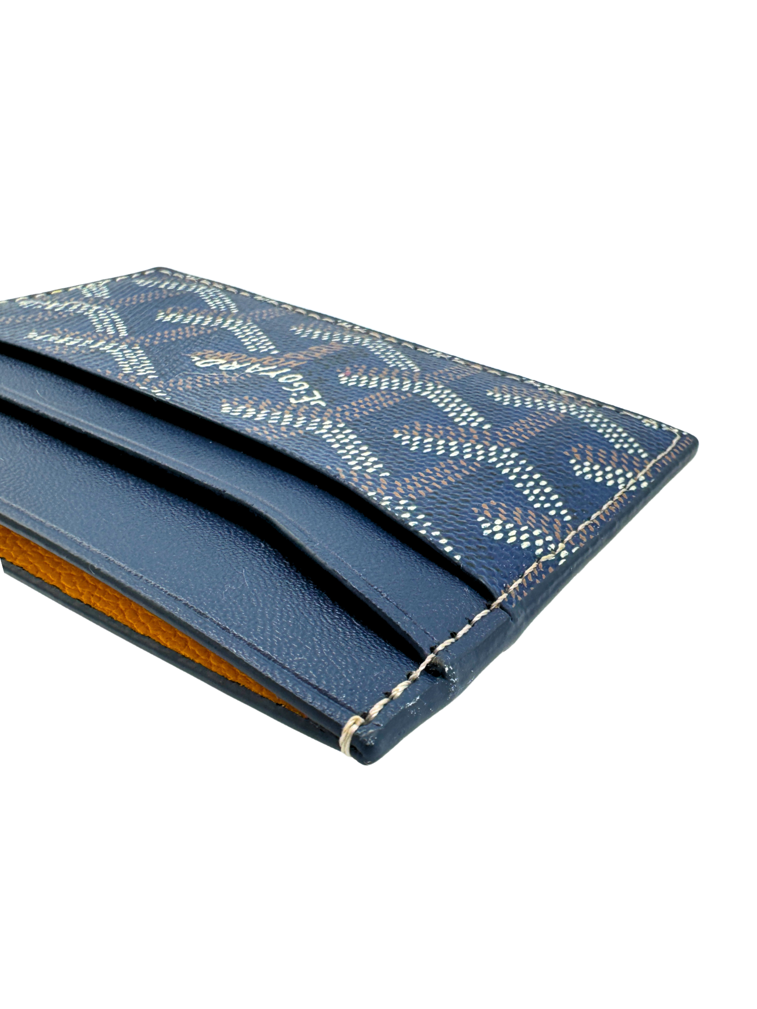 Saint Suplice Card Holder Wallet in Navy Blue Goyardine & Leather