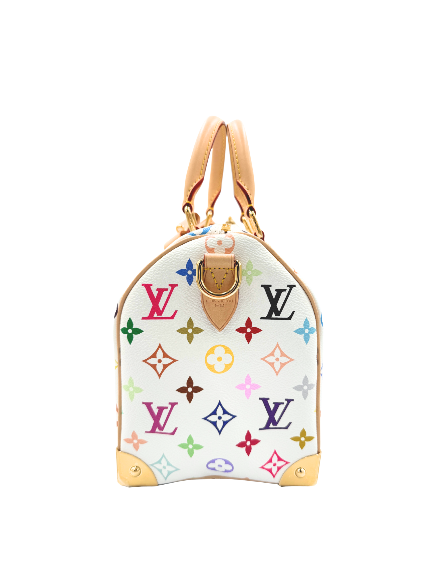 Louis Vuitton 2025 Limited Edition LV x Takashi Murakami Multicolore Speedy Bandoulière 25 in White Multicolor Coated Canvas