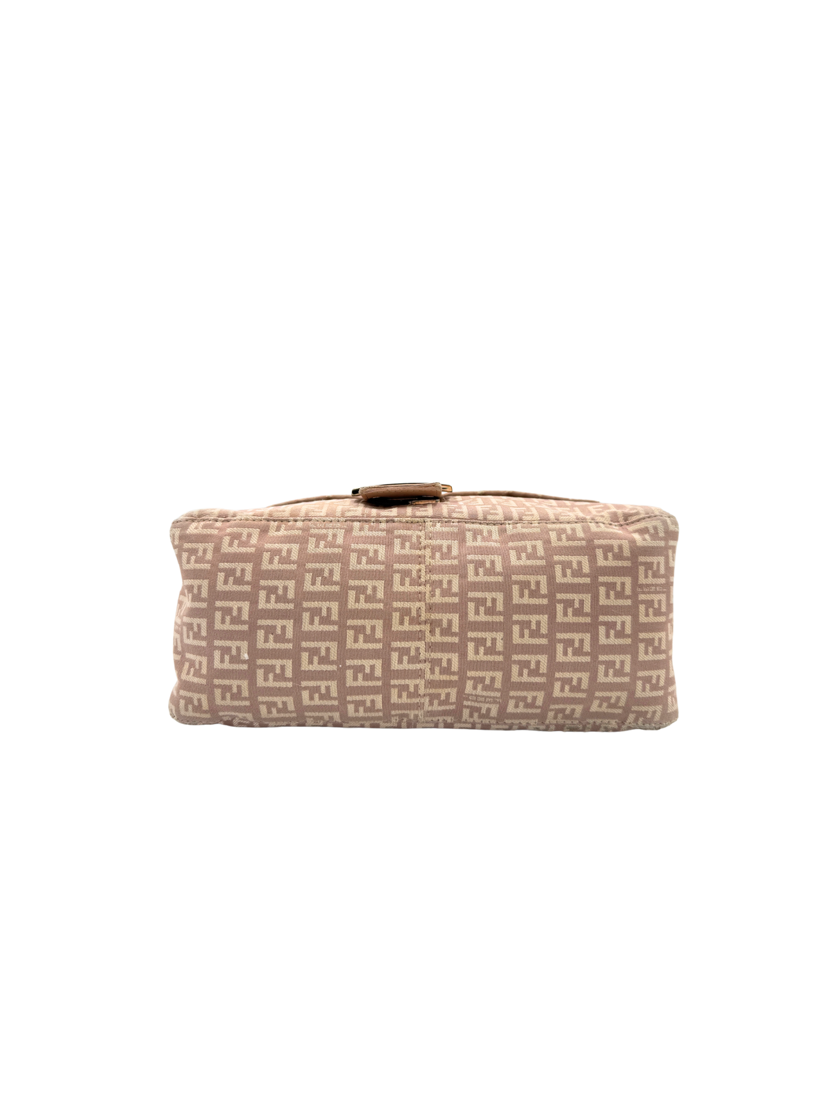 FF Logo Mamma Baguette Hobo Shoulder Bag in Mauve/Brown and Ivory Zucchino Canvas