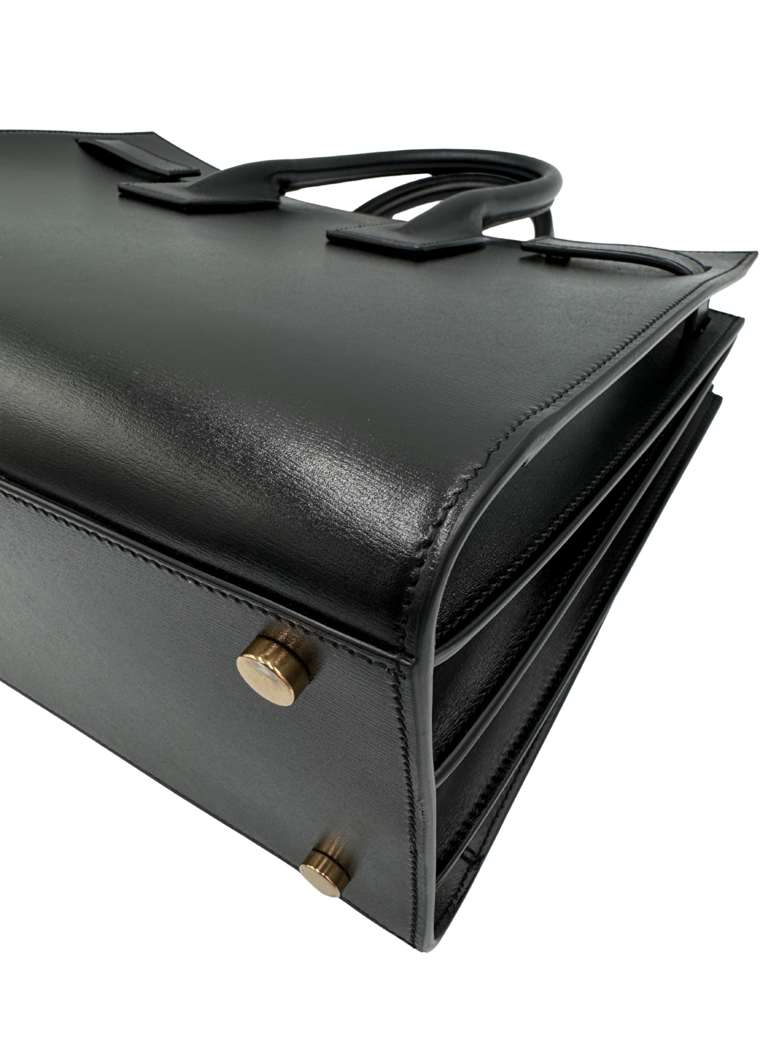 Small Sac De Jour Tote Bag with Removable Pouch Clutch in Black Smooth Calfskin Leather