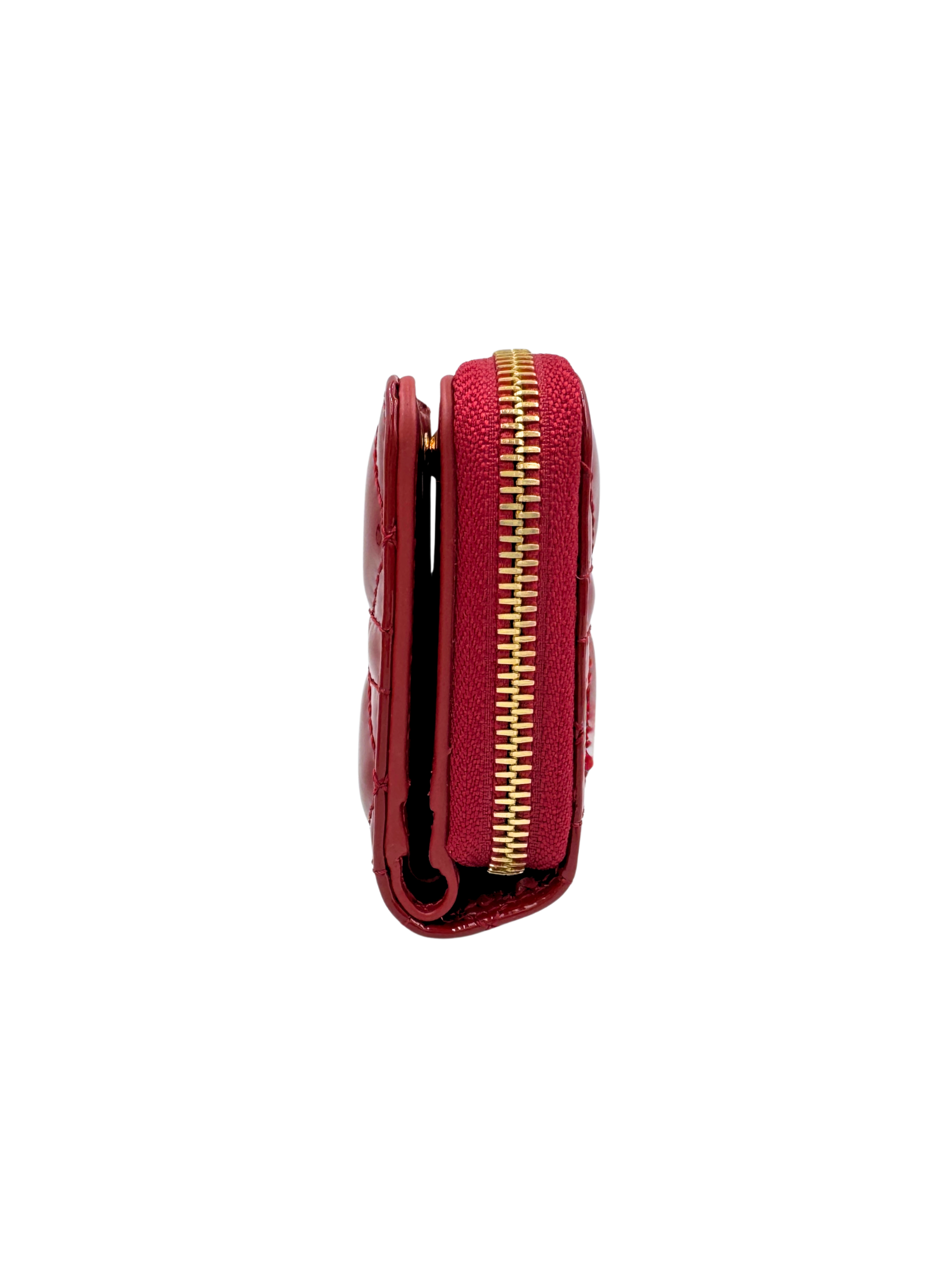Caro Scarlet Ziparound Quilted Cannage Wallet in Red Patent Leather