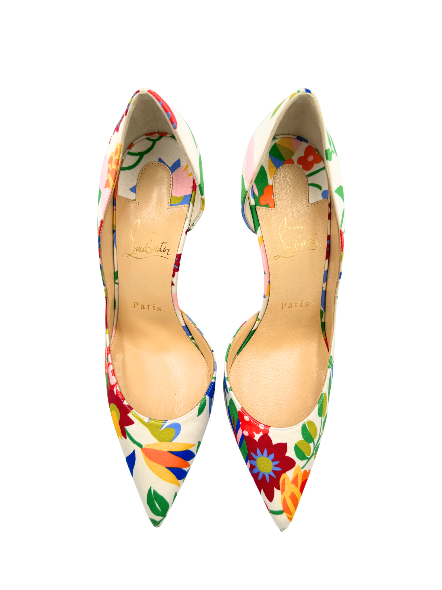 Size 38 Iriza 100 mm Pointed Toe D'orsay Pumps in Floral Satin