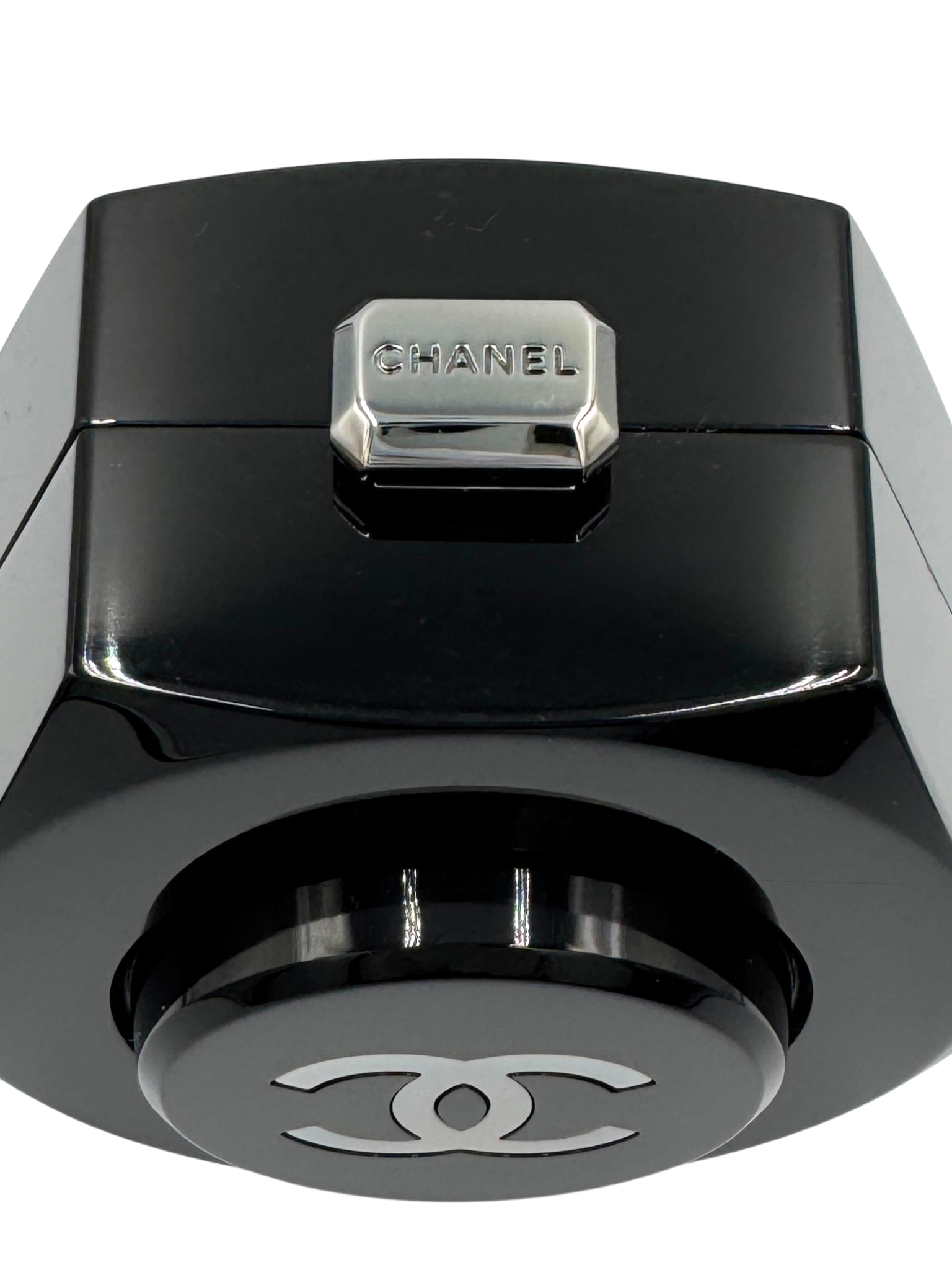 Octagon Minaudiere with Chain (28A Collection) in Black Acrylic Plexiglass