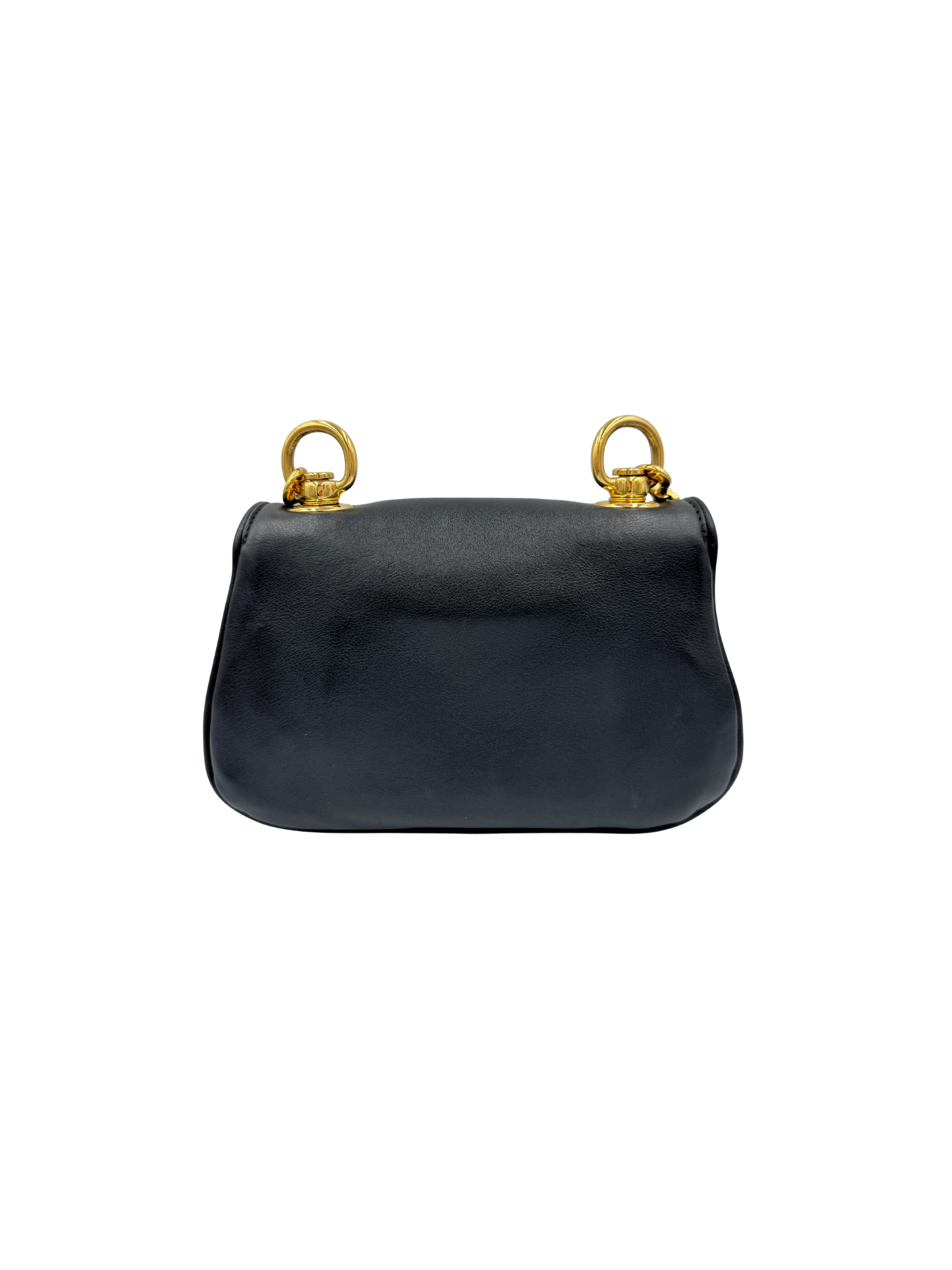 Small Blondie GG Logo Shoulder Bag with Canvas Strap in Black Leather