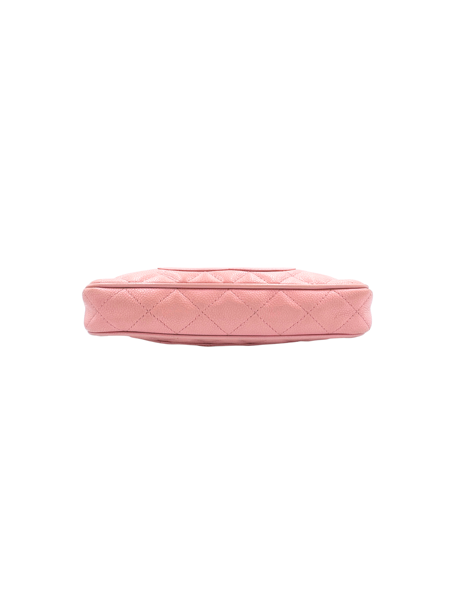 Vintage Karl Lagerfeld Era 2004 Classic CC Quilted Timeless Shoulder Bag Pochette in Pink Caviar Leather