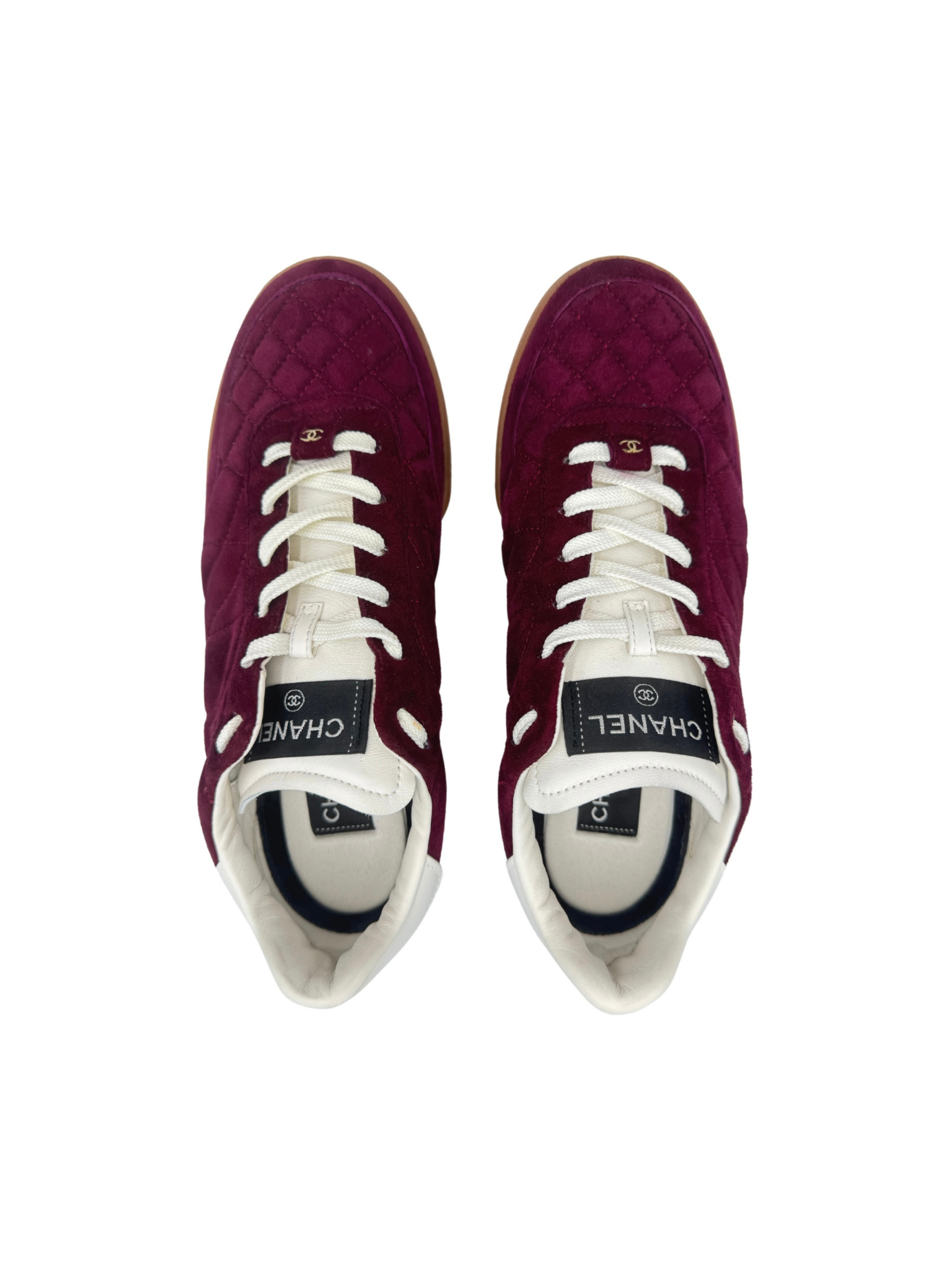 Size 40 Low Top CC Sneakers in Burgundy Suede