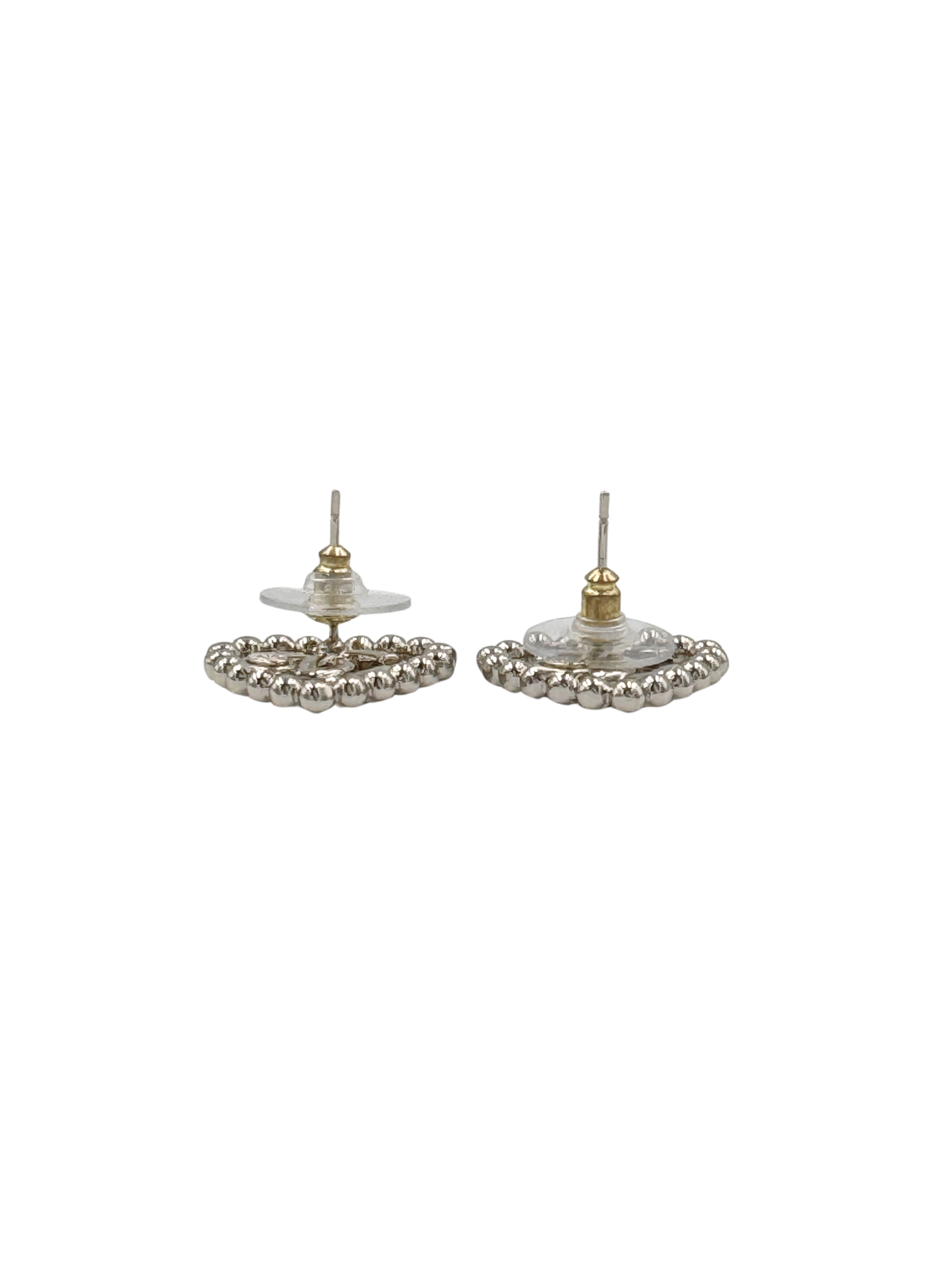 2020 Crystal CC Heart Earrings in Silver Hardware