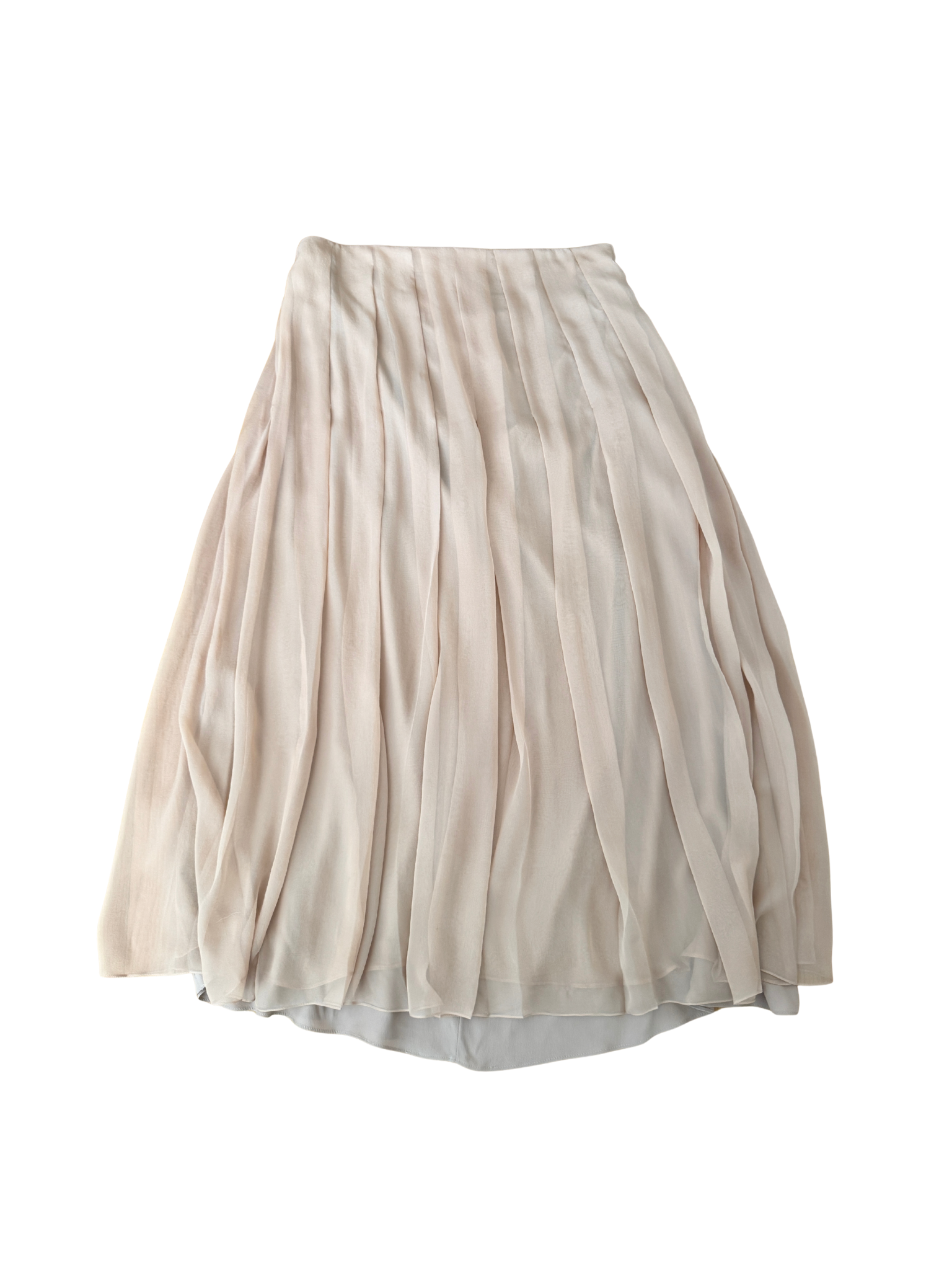 Size L / IT 44 Pleated Midi Skirt in Spring Rose Pink Silk Chiffon