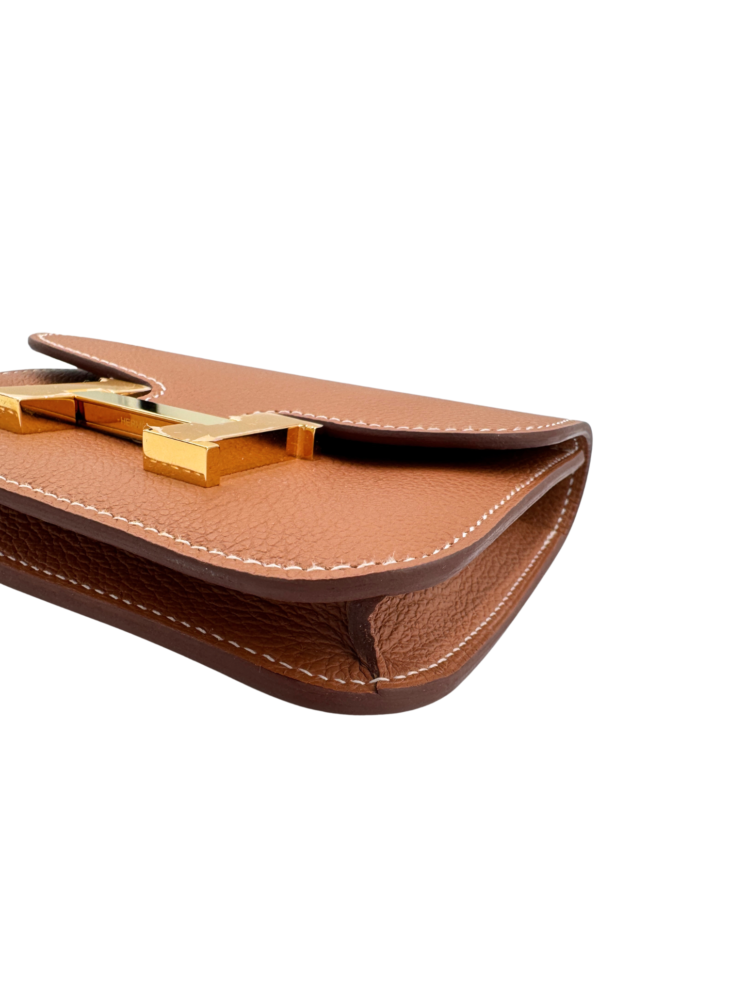 Constance Slim Compact Wallet with Removable Card Holder in Gold Evercolor Leather with Gold Hardware