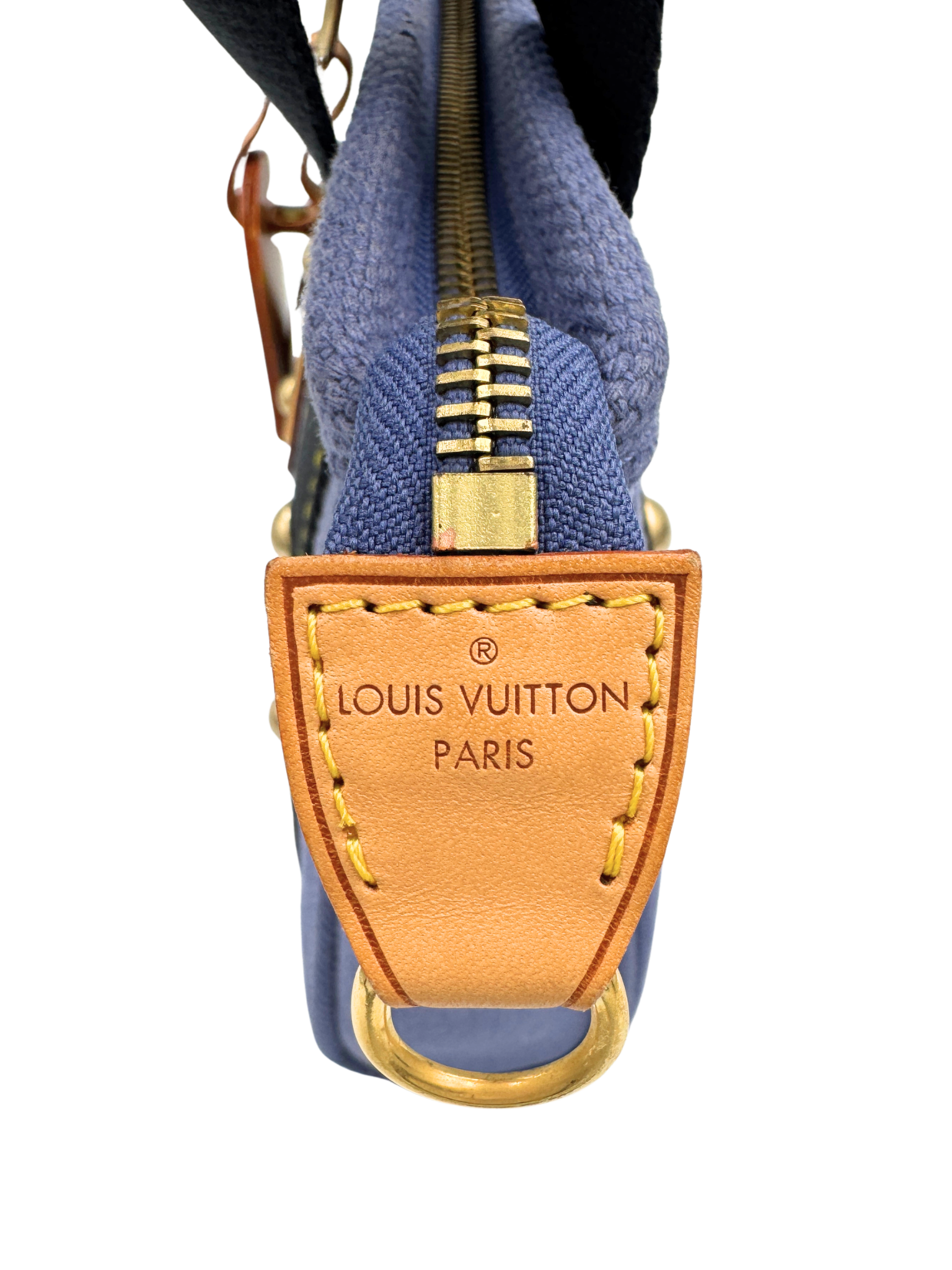 Small Shopping Tote Bag with Logo Plaque in Blue Canvas