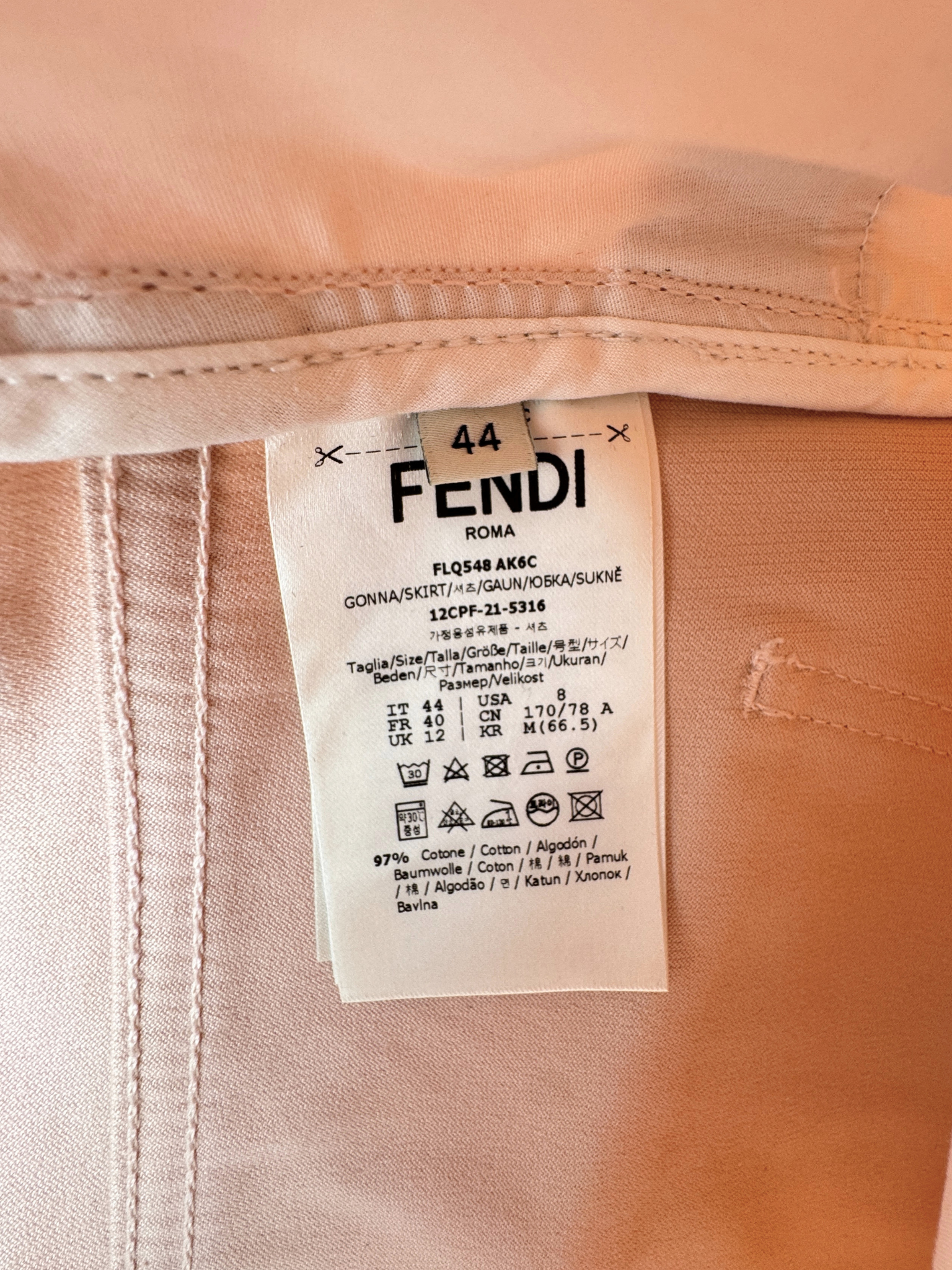 Size M / IT 44 FF Zucca Logo Mini Skirt in Pink Denim