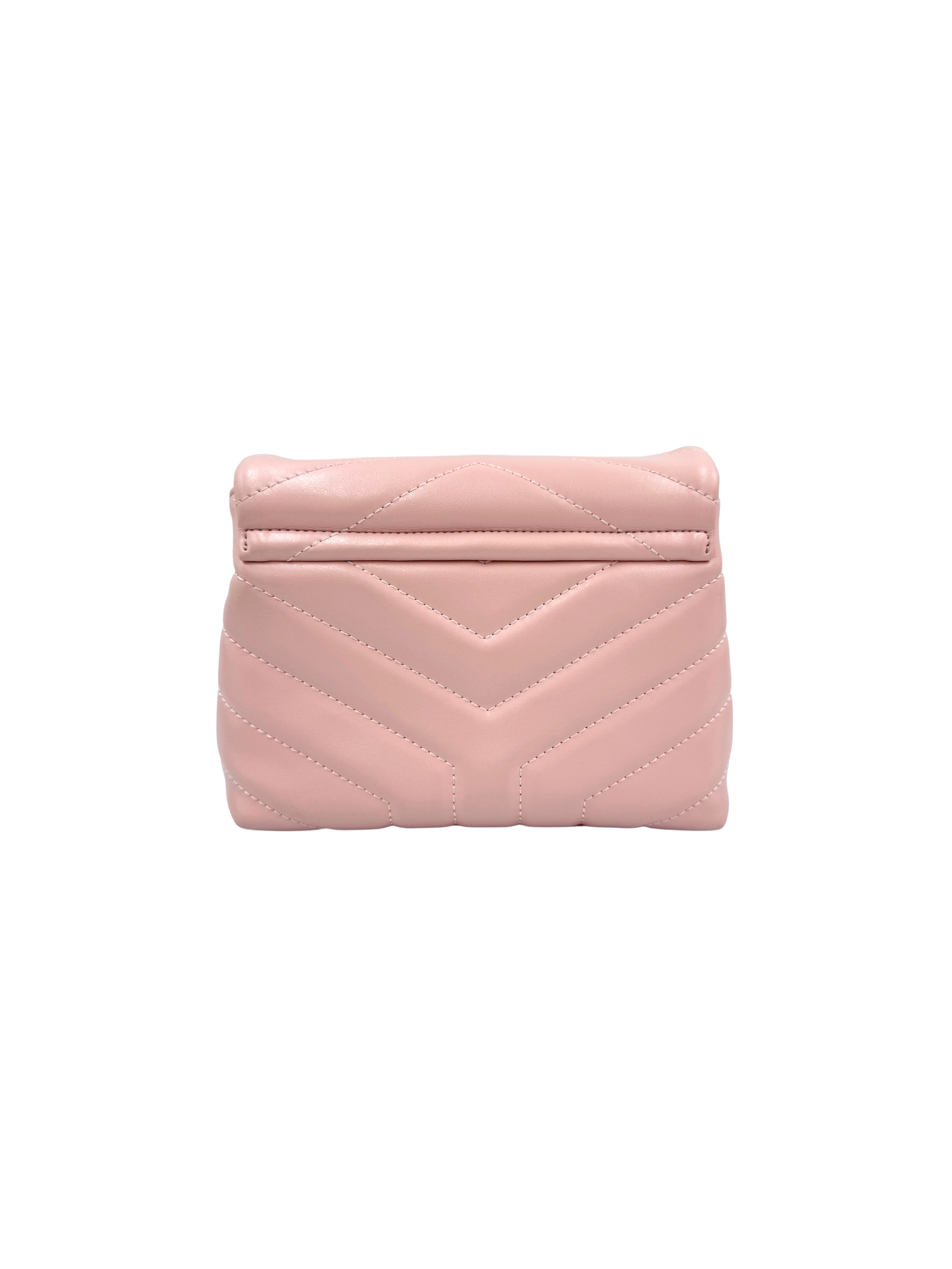 YSL Logo Small Loulou Quilted Shoulder Bag in Blush Nude Leather