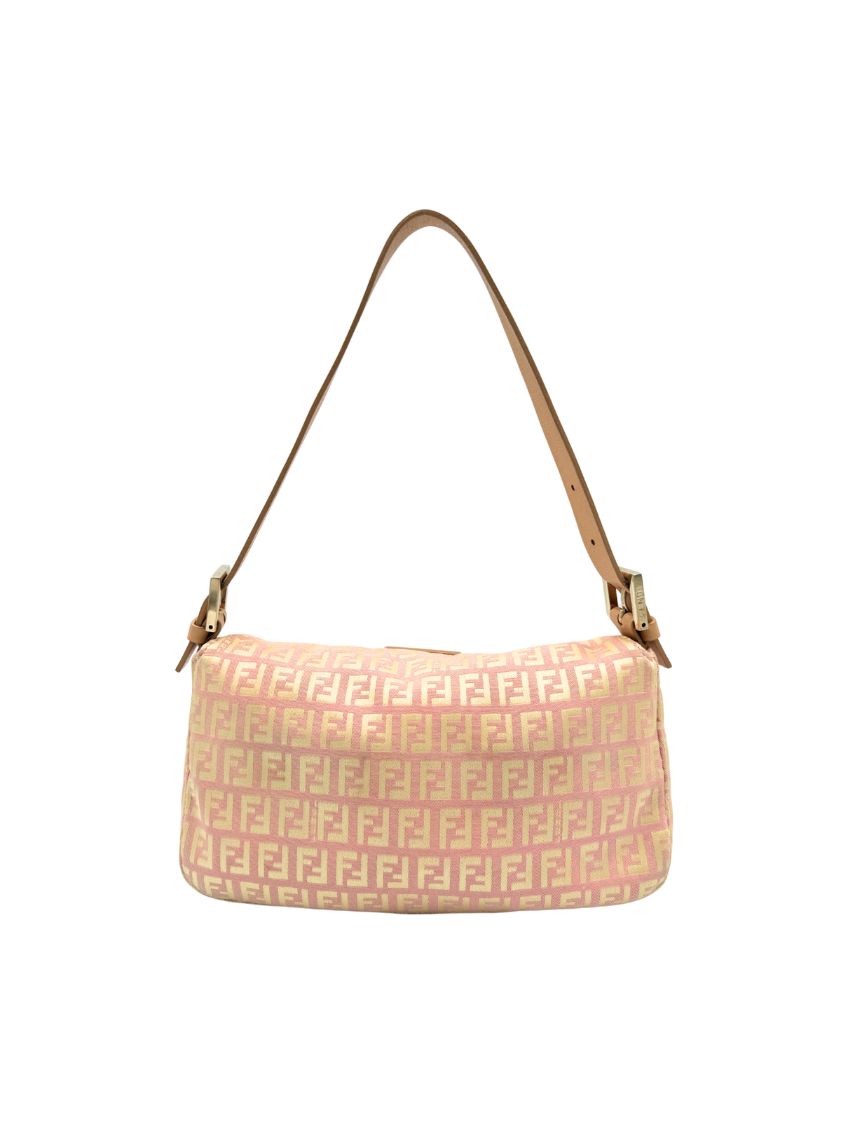 Vintage Zucchino FF Baguette Shoulder Bag in Pink and Ivory Monogram Canvas