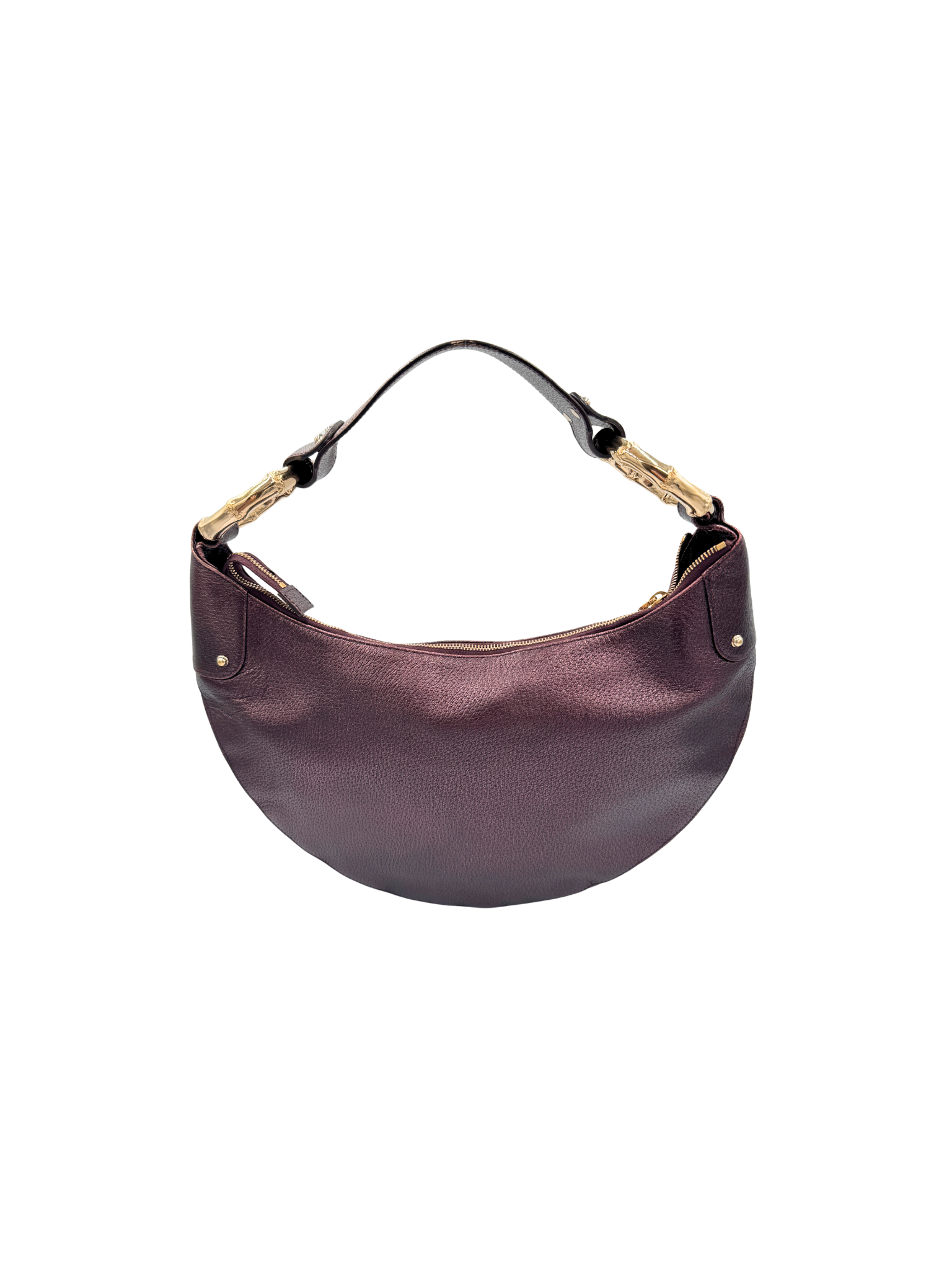 Vintage Tom Ford Era GG Logo Hobo Shoulder Bag in Plum Grained Leather