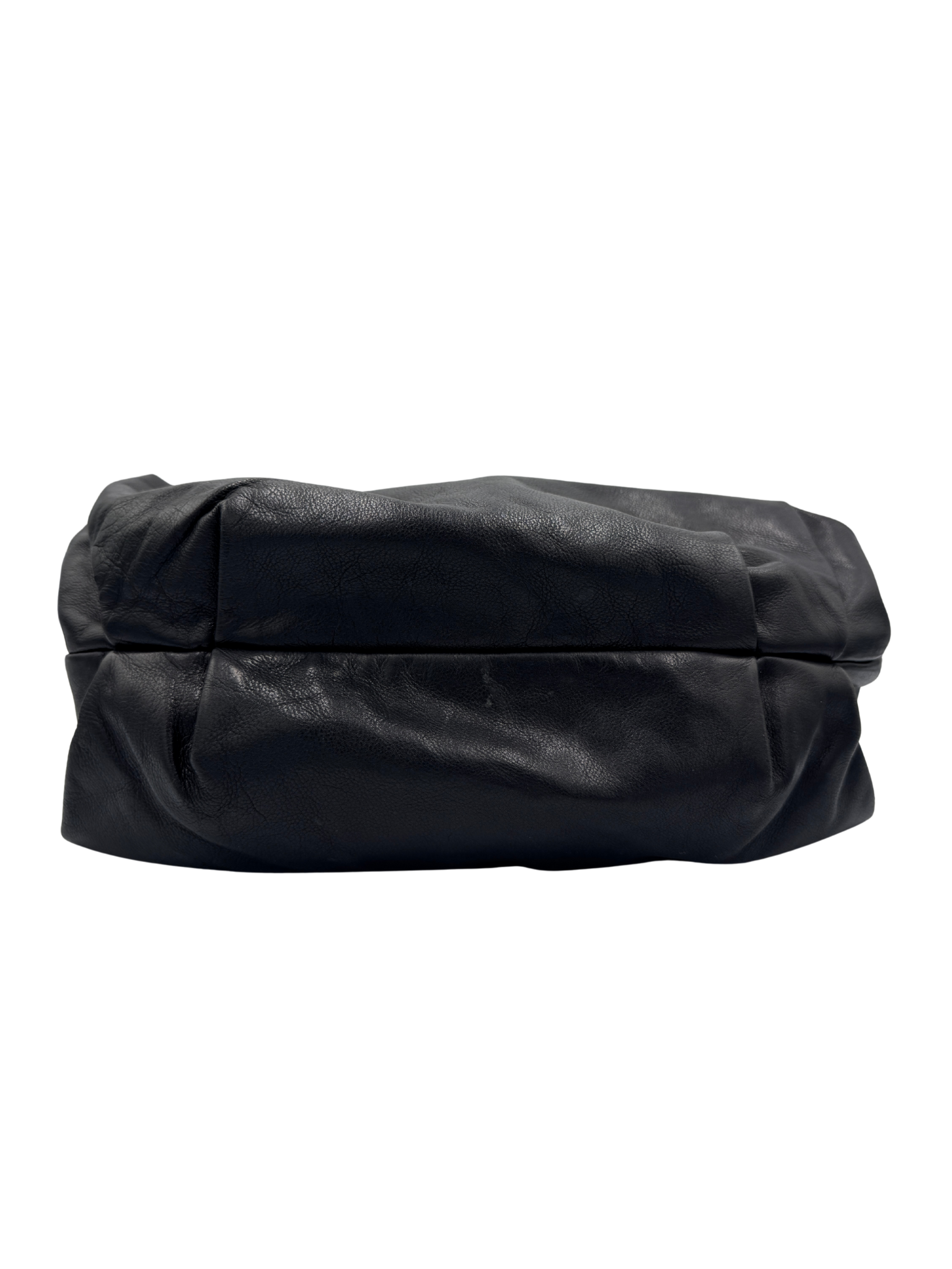 Hobo Shoulder Bag w/ Detachable Bag Charm in Black Aged Leather