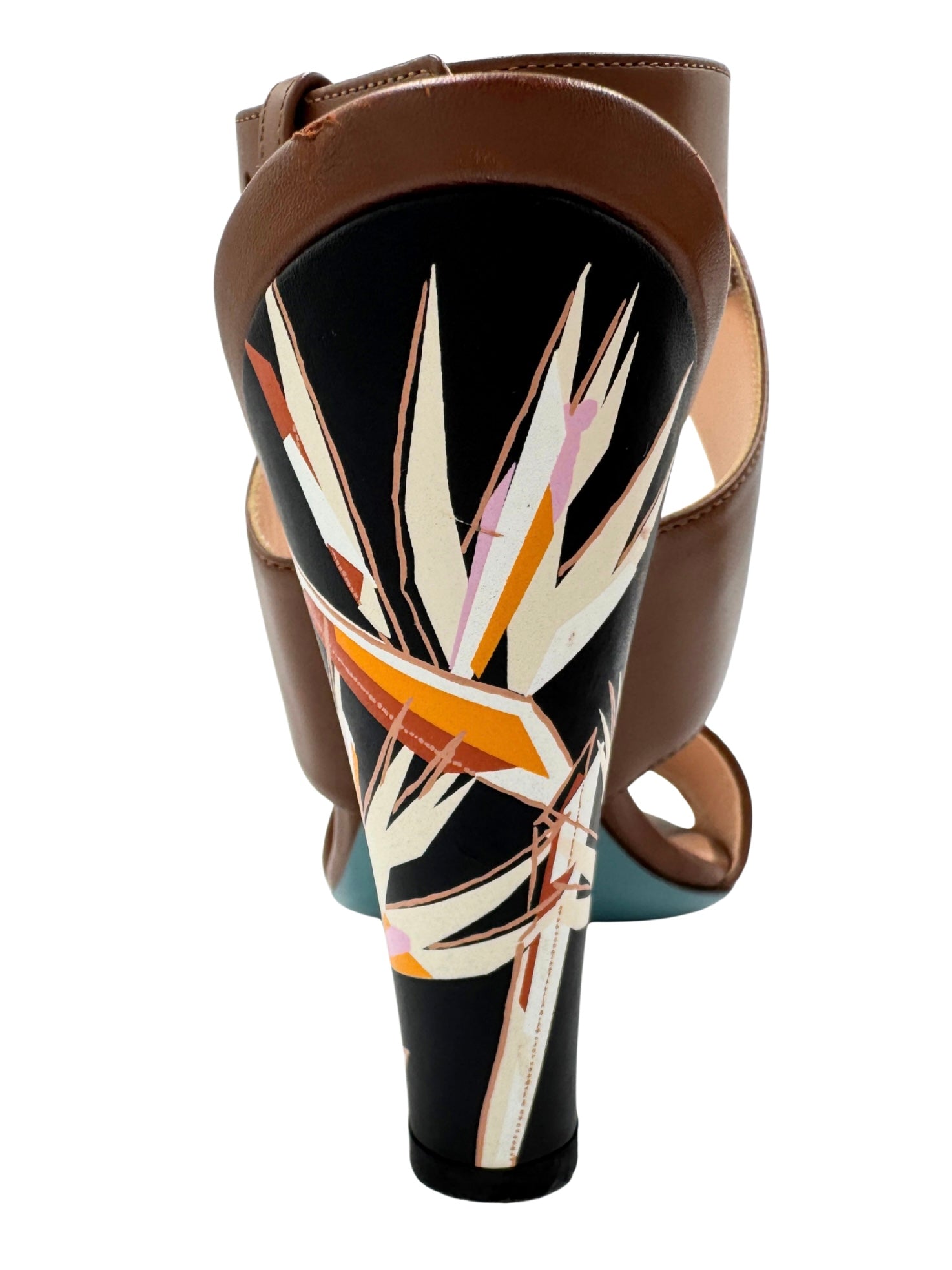 Size 37 Bird of Paradise Crossover Strap Mule Sandals in Smooth Brown Leather