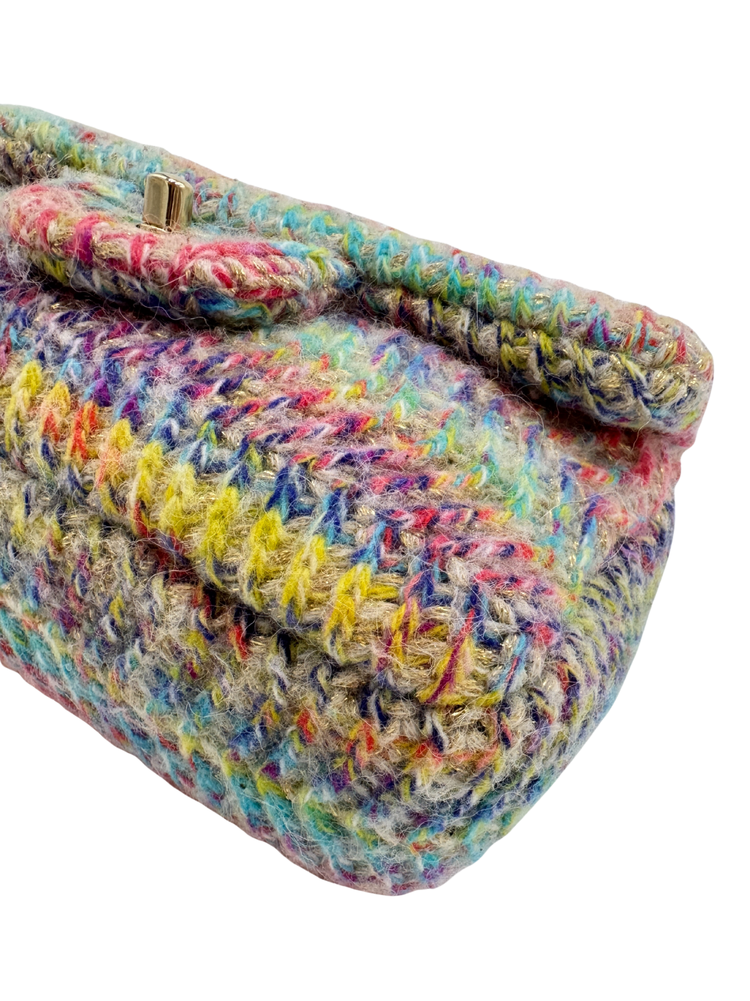 2020 Fantasy Classic Rectangular Mini Single Flap Bag in Rainbow Knit