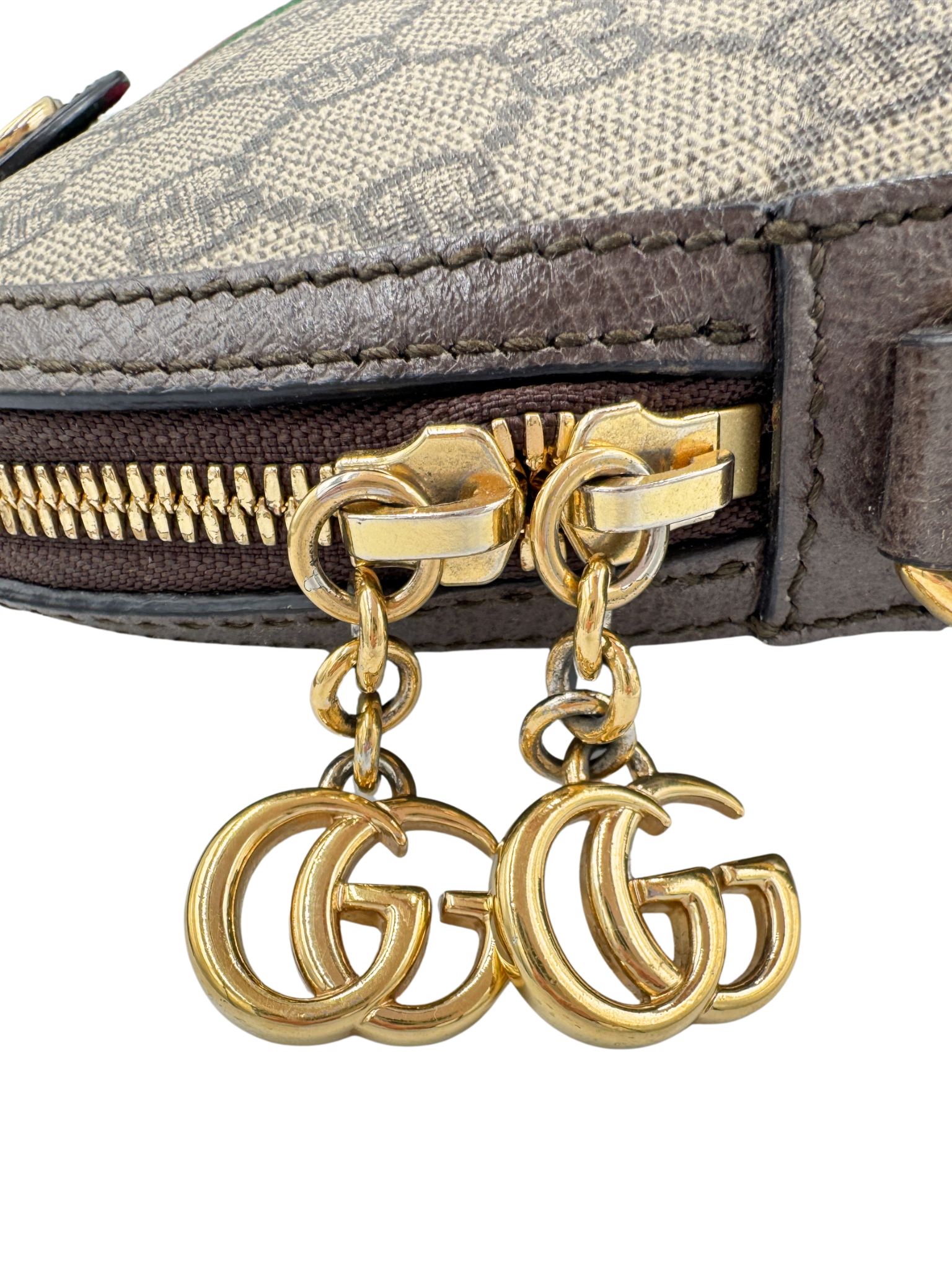 GG Small Ophidia Dome Crossbody Shoulder Bag in Brown and Tan Monogram Supreme Coated Canvas