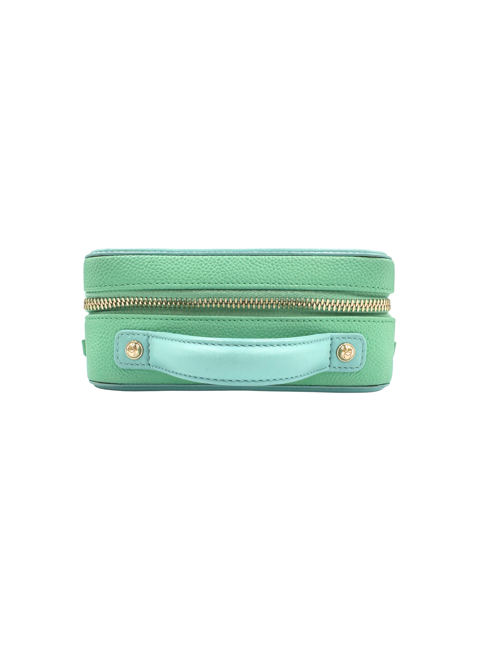 Small Tri-Color CC Classic Quilted Filigree Vanity Case Shoulder Bag in Pink/Green/Blue Caviar Leather