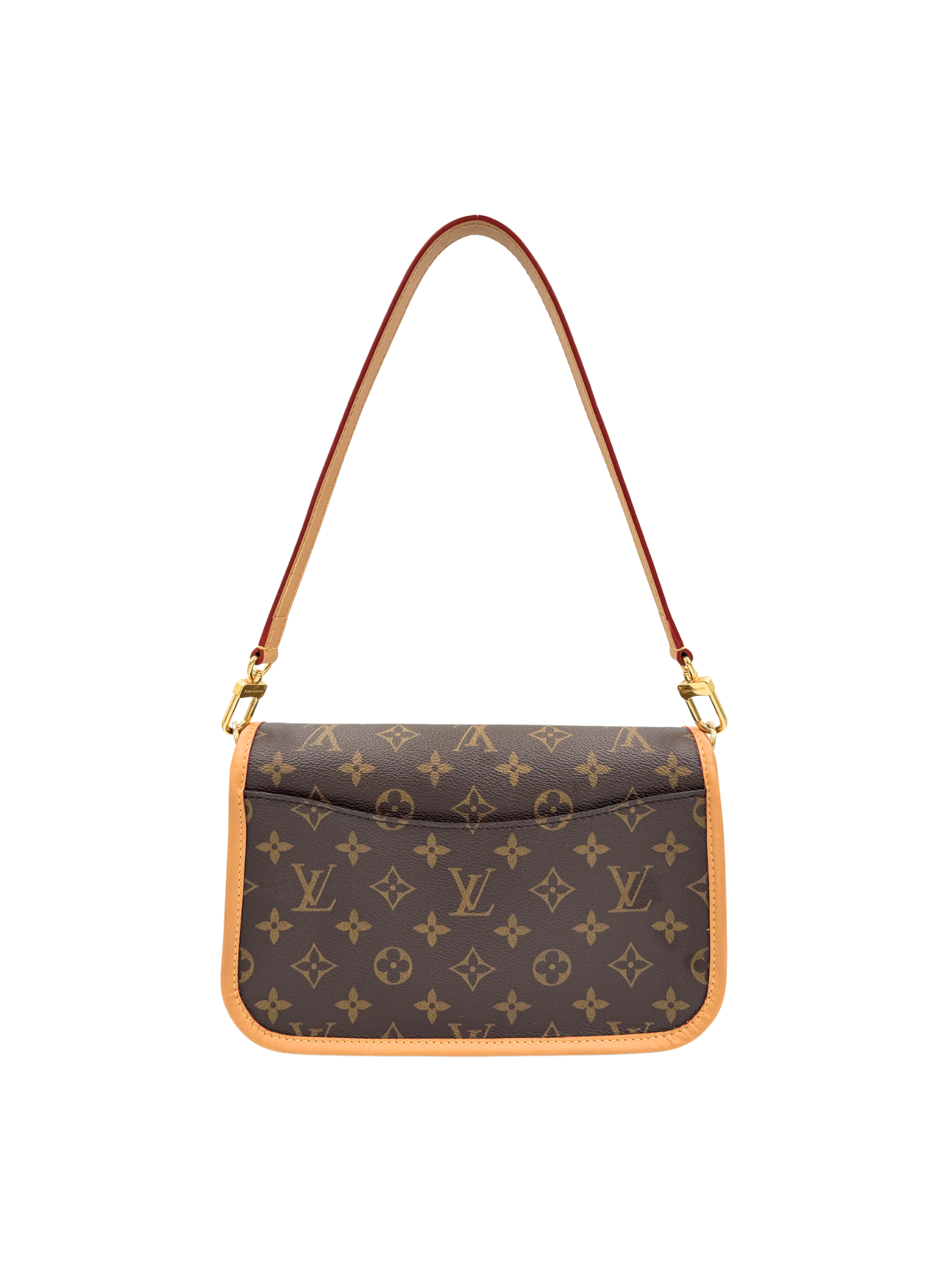 Diana Shoulder Bag in Brown and Tan Monogram Coated Canvas with Tan Leather Accents