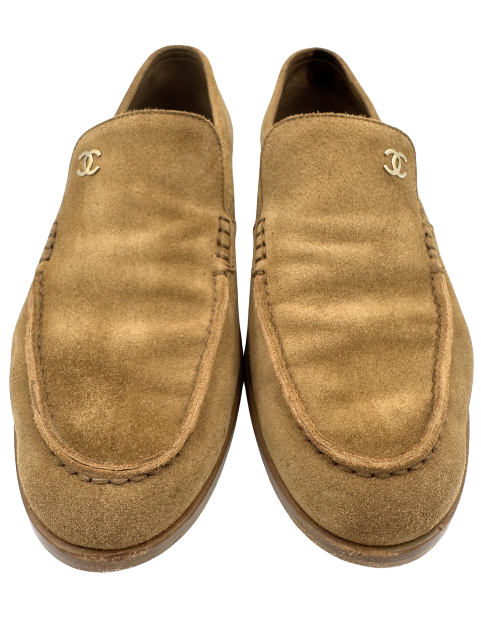 Size 38 2025 CC Logo Flat Loafers in Light Brown Suede