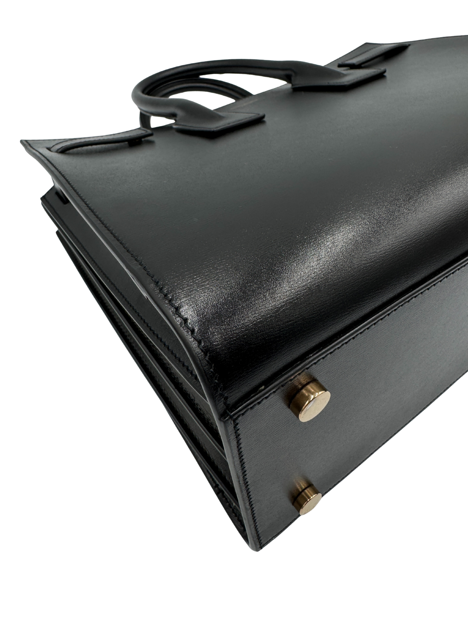 Small Sac De Jour Tote Bag with Removable Pouch Clutch in Black Smooth Calfskin Leather