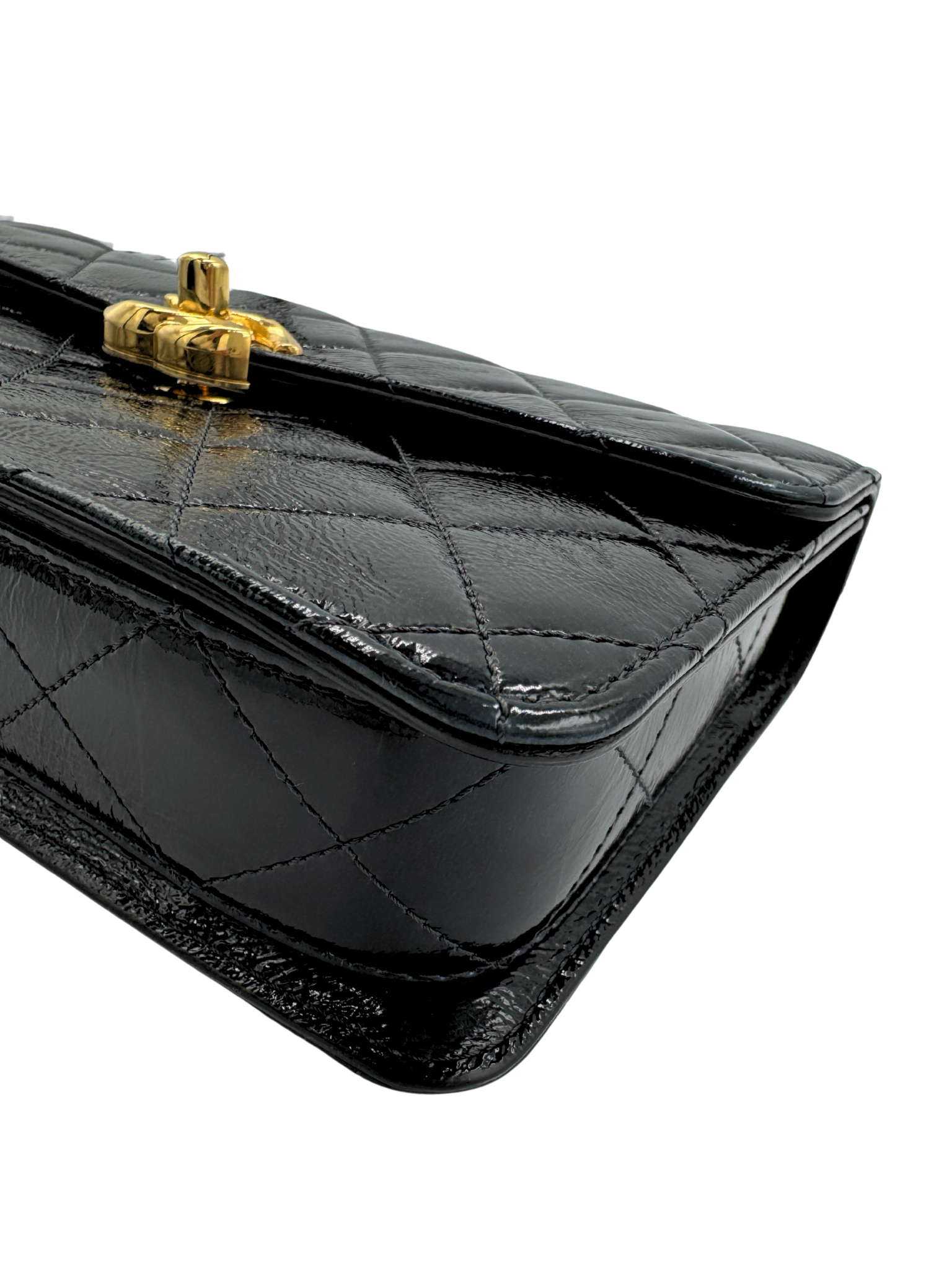 2025 Seasonal Quilted Single Flap Bag in Shiny Glazed Black Calfskin Leather