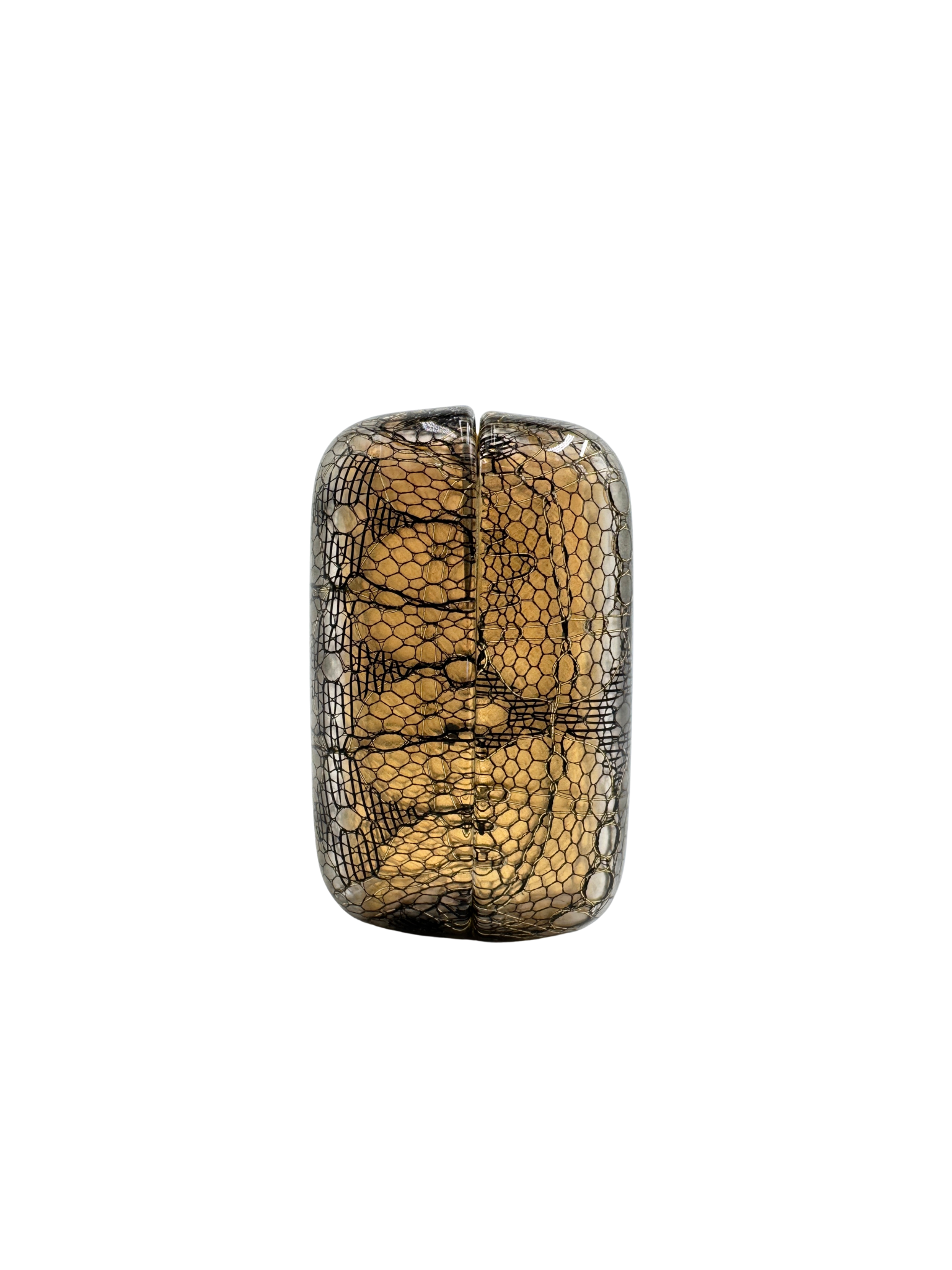 Lace CC Minaudiere in Gold & Black Acrylic Plexiglass