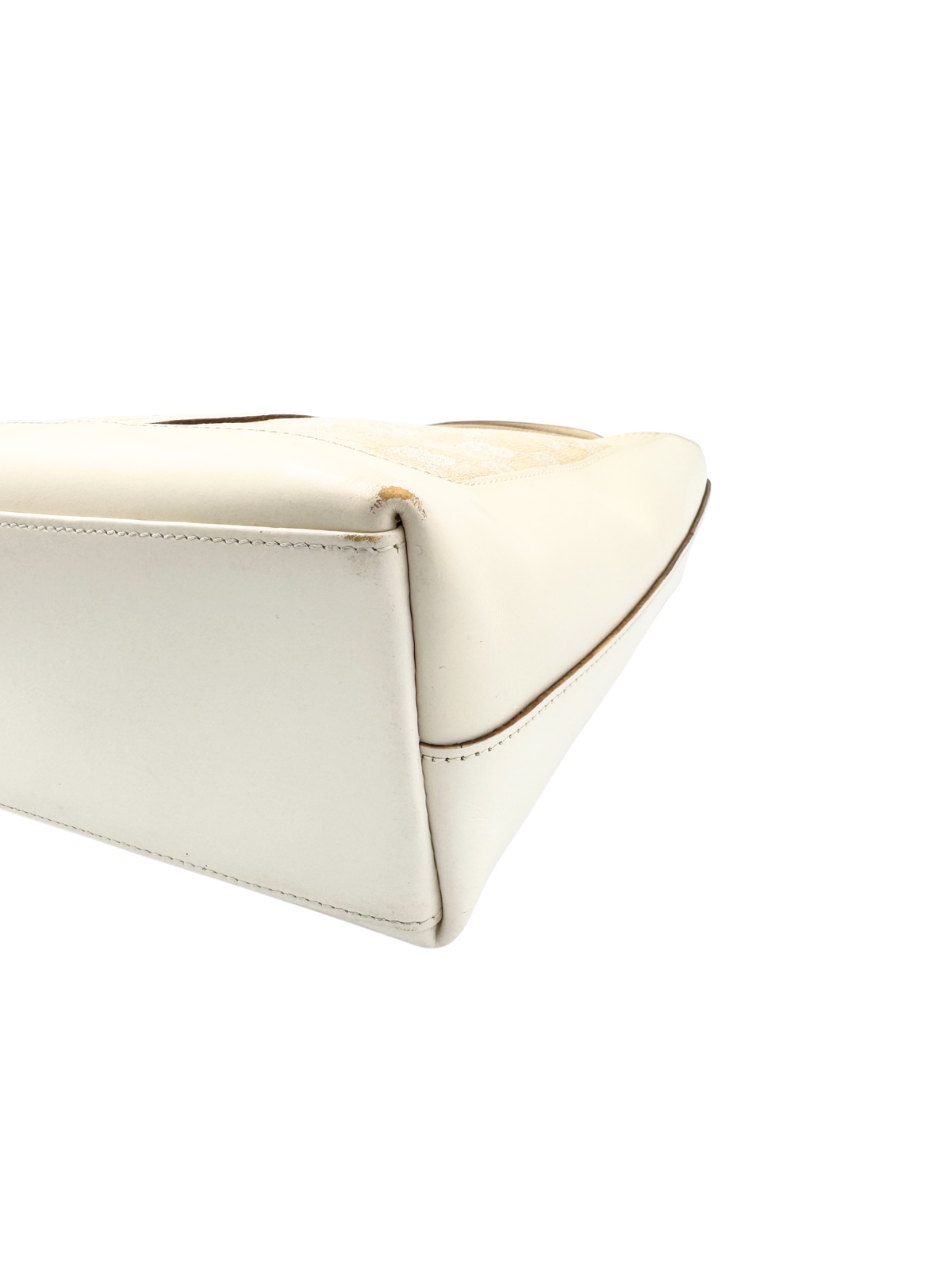 Vintage Jackie Structured Hobo Shoulder Bag in Ivory Monogram GG Supreme Canvas with White Leather Trim