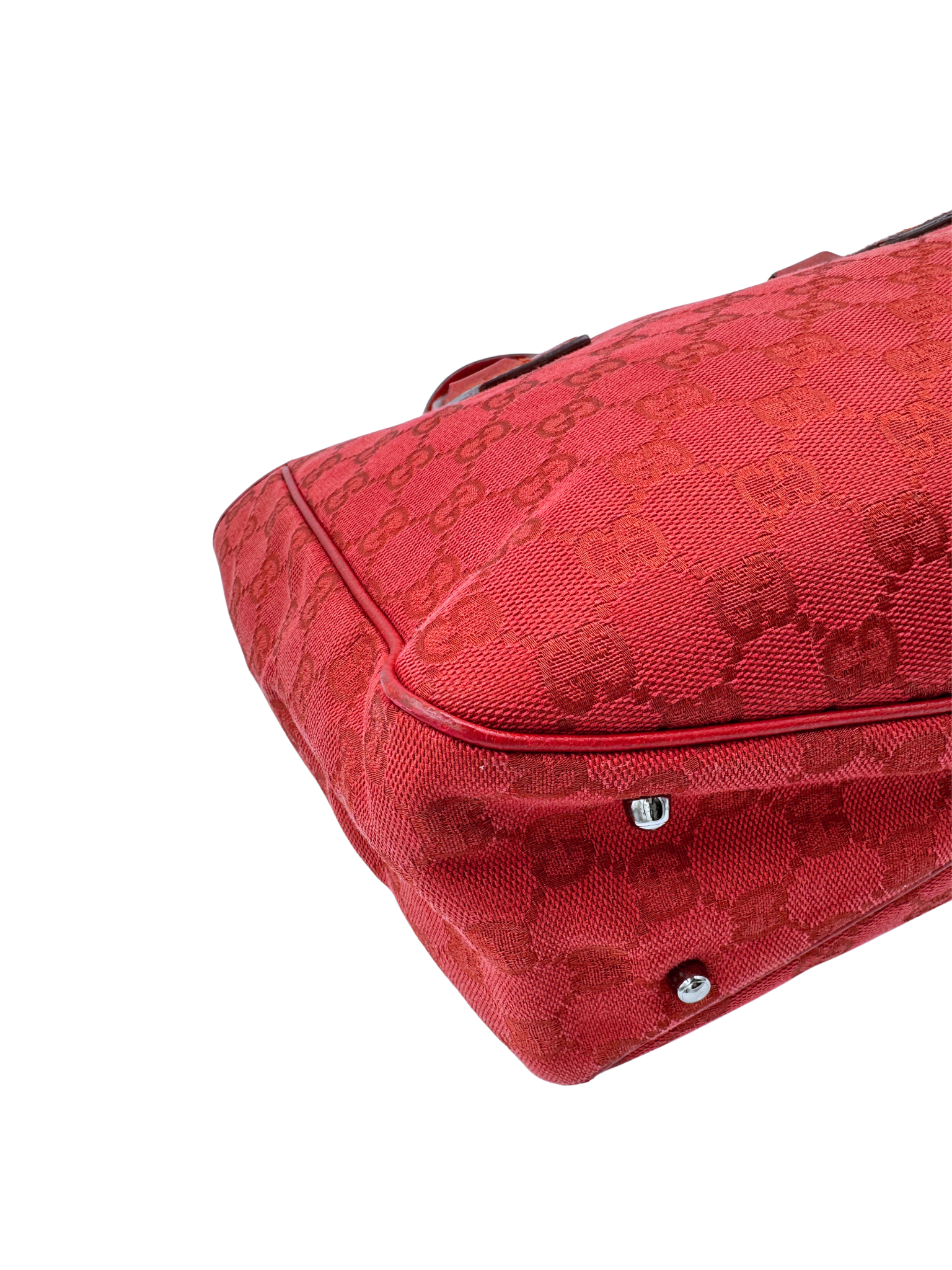 Small East-West Logo Shopping Tote Bag in Red Monogram GG Supreme Canvas