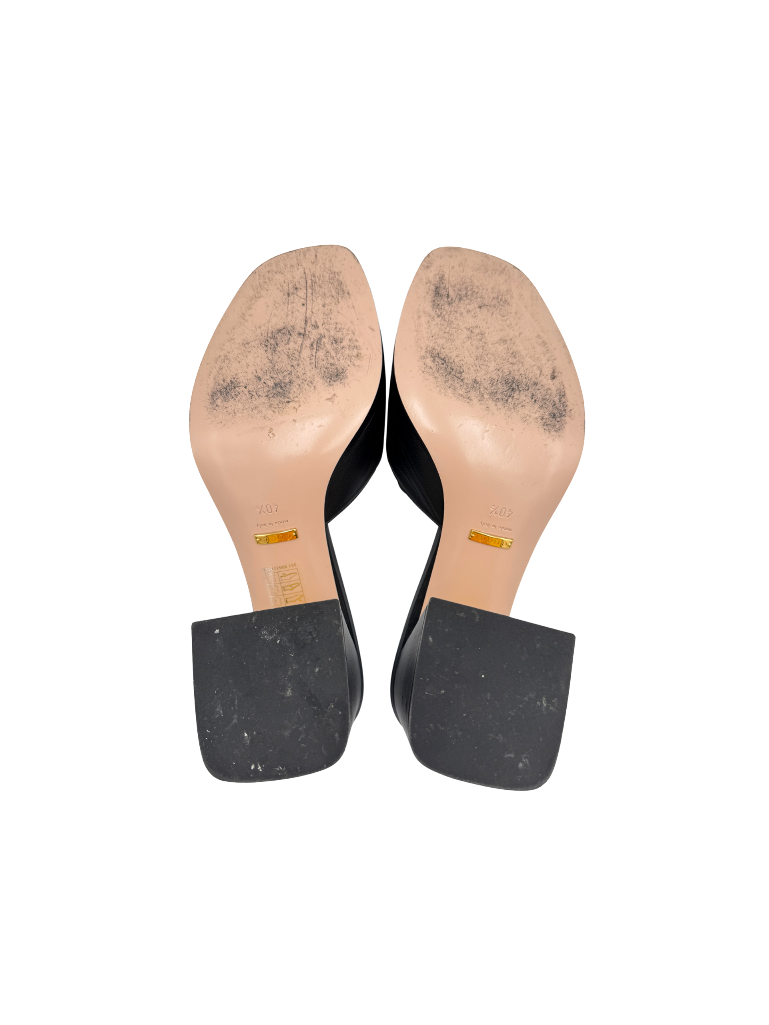 Size 40.5 Horsebit Slide Sandals in Black Smooth Leather