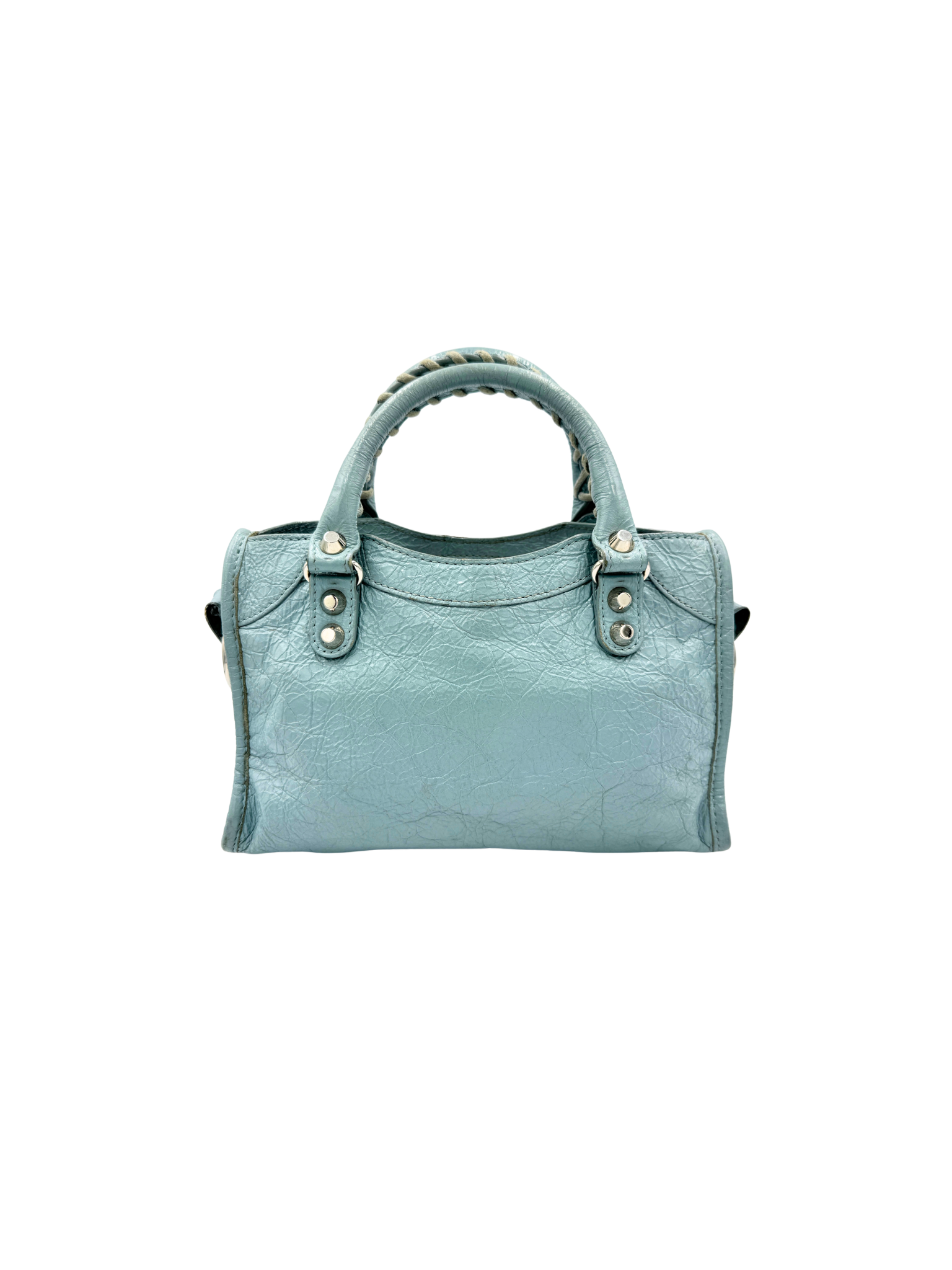 Classic Mini City Shoulder Bag in Blue Agneau Lambskin Leather