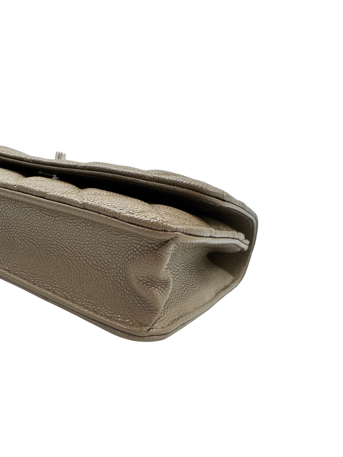 Classic Quilted Wallet on Chain Crossbody Shoulder Bag with CC Turnlock in Taupe Caviar Leather