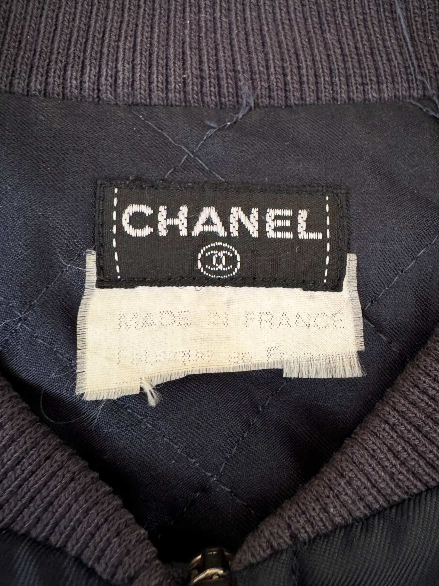 Size M / FR 40 Vintage Zip-Up Utility Bomber Jacket in Navy Fabric