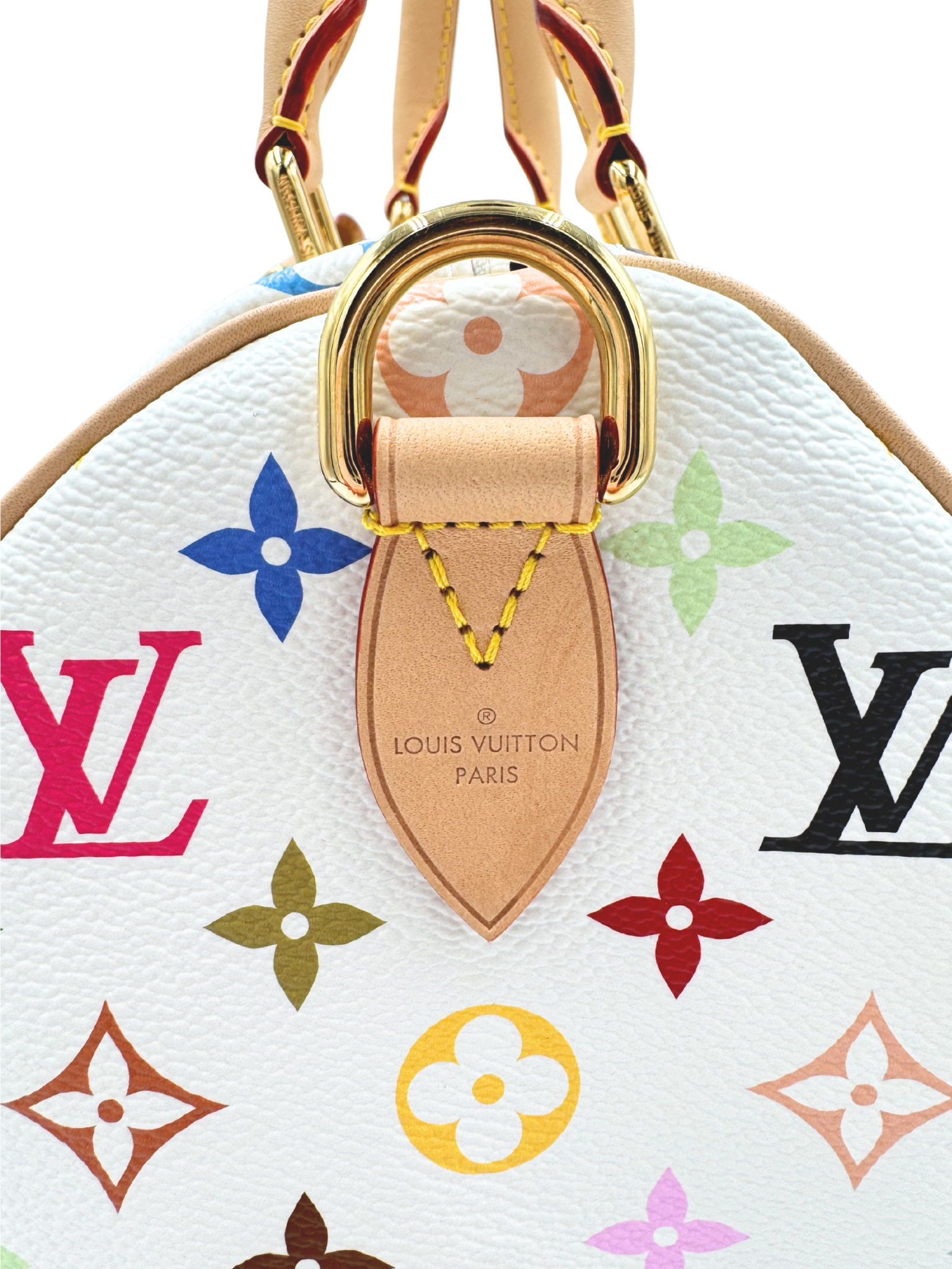 Louis Vuitton 2025 Limited Edition LV x Takashi Murakami Multicolore Speedy Bandoulière 25 in White Multicolor Coated Canvas