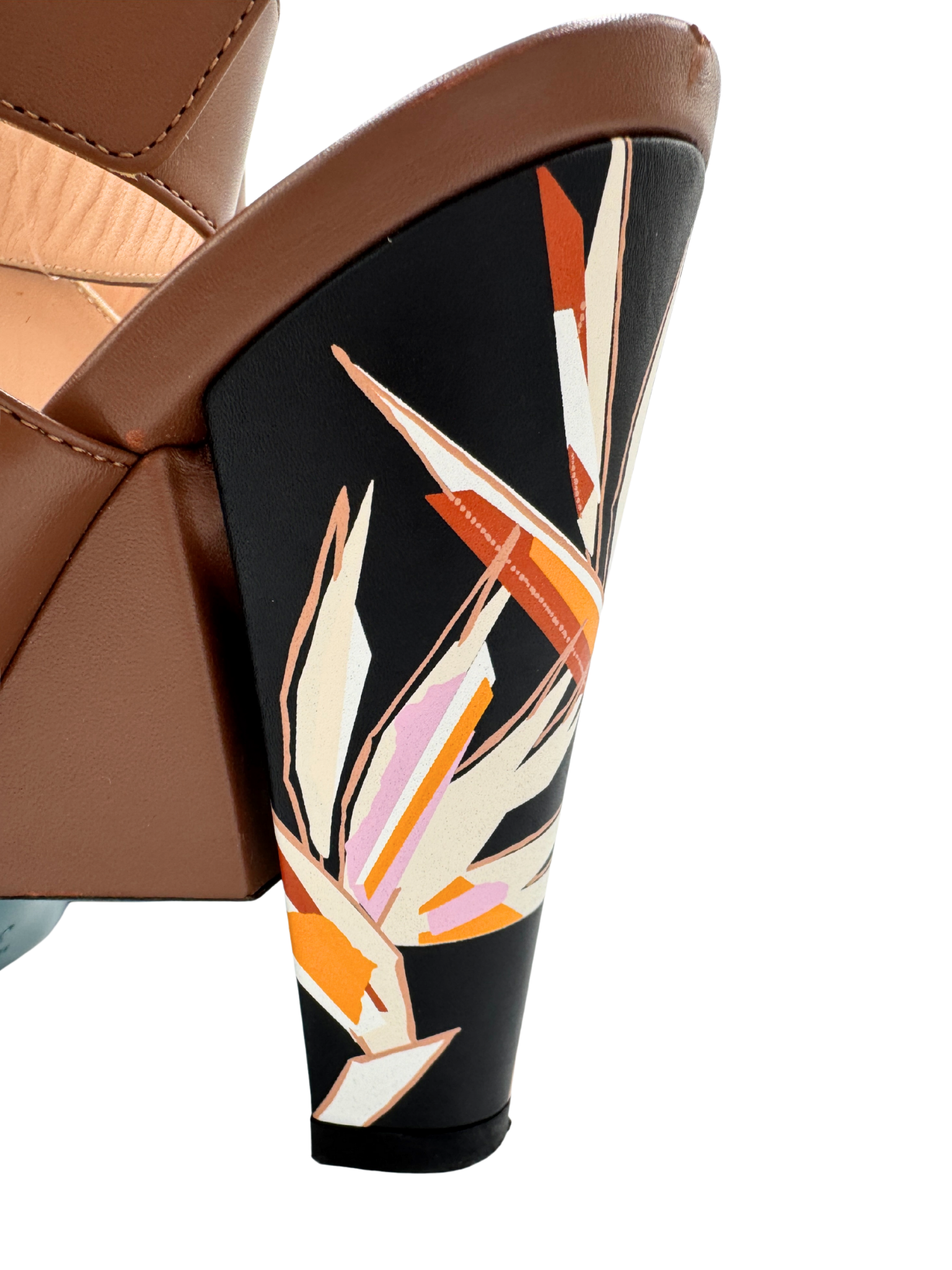 Size 37 Bird of Paradise Crossover Strap Mule Sandals in Smooth Brown Leather