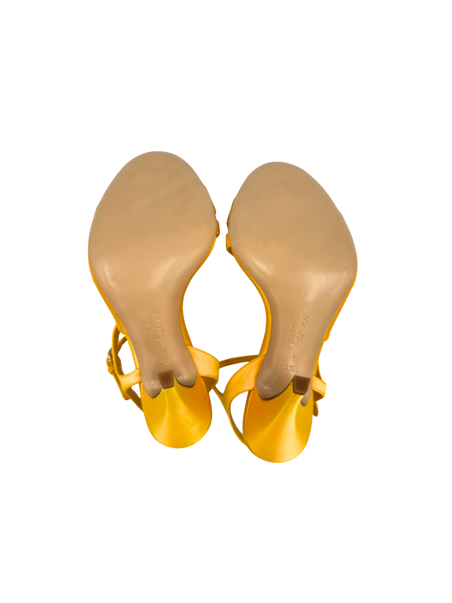 Size 5.5 Olga Sandals with Ankle Strap in Yellow Satin