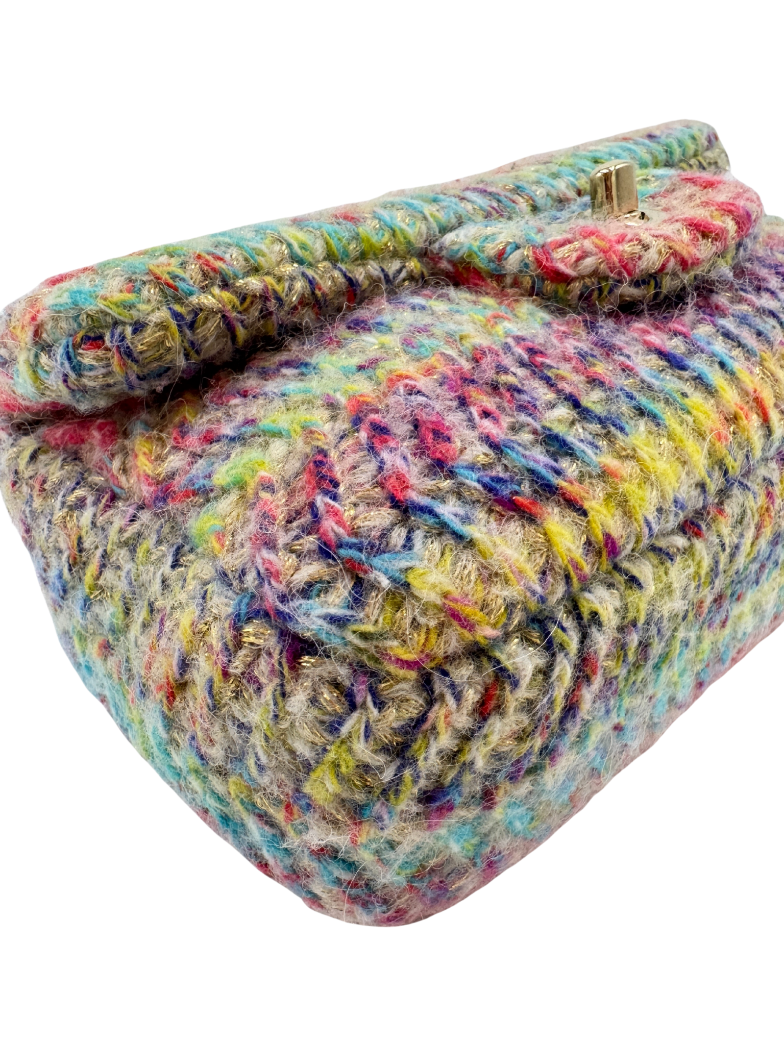 2020 Fantasy Classic Rectangular Mini Single Flap Bag in Rainbow Knit