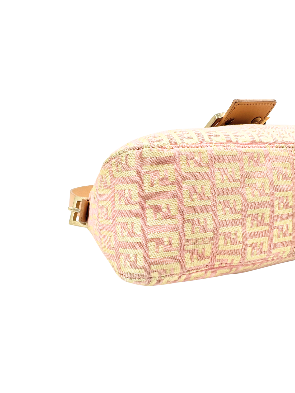 Vintage Zucchino FF Baguette Shoulder Bag in Pink and Ivory Monogram Canvas