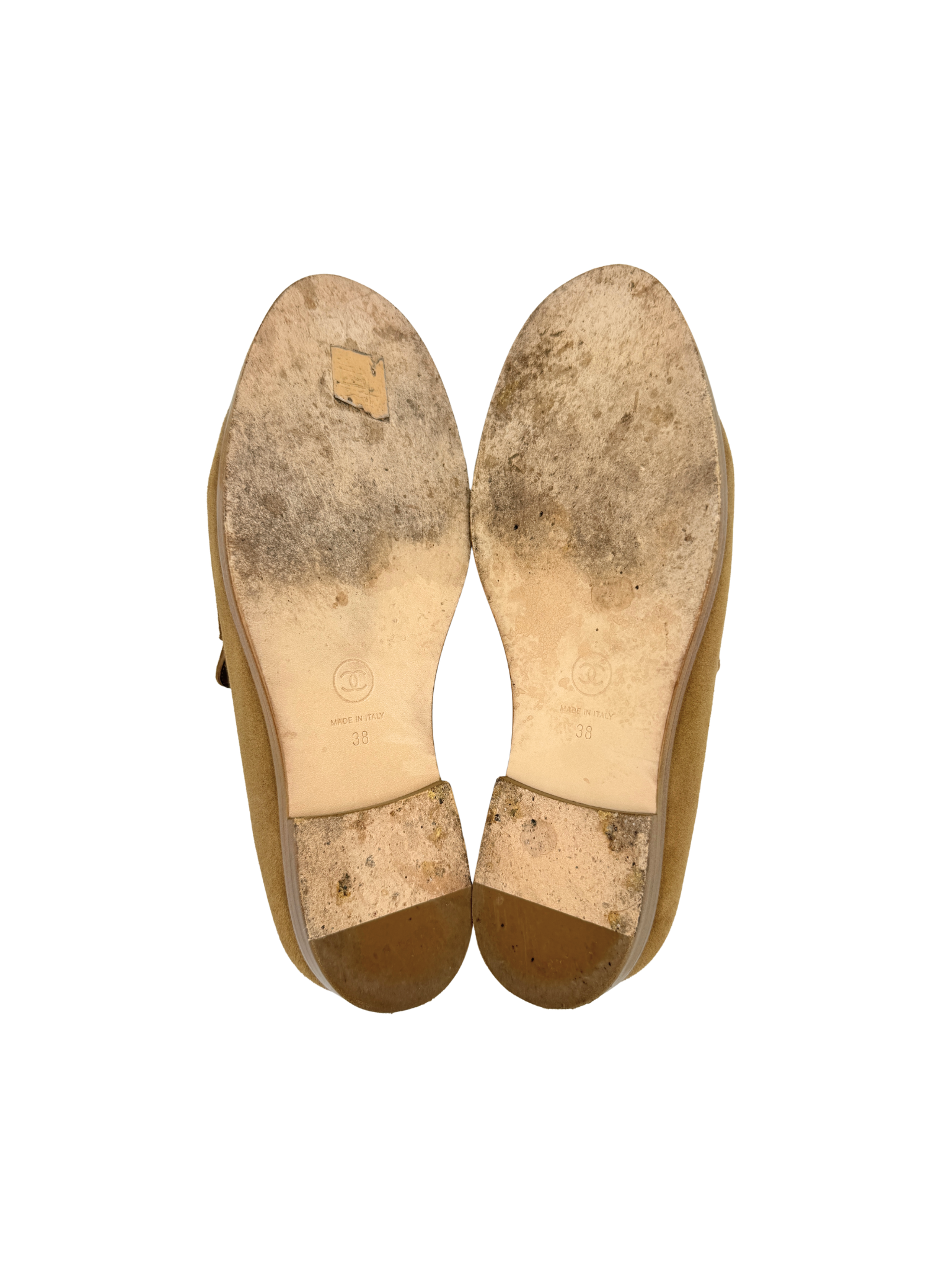 Size 38 2025 CC Logo Flat Loafers in Light Brown Suede