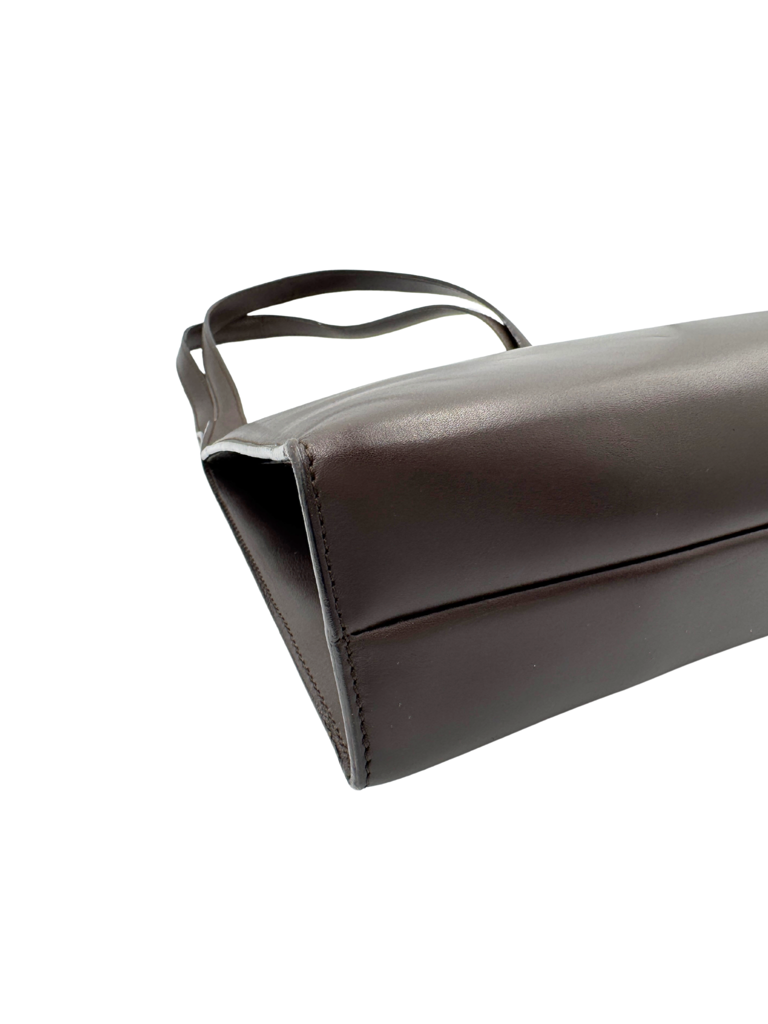 Vintage Tom Ford Era Structured G Logo Shoulder Bag in Espresso Brown Smooth Leather