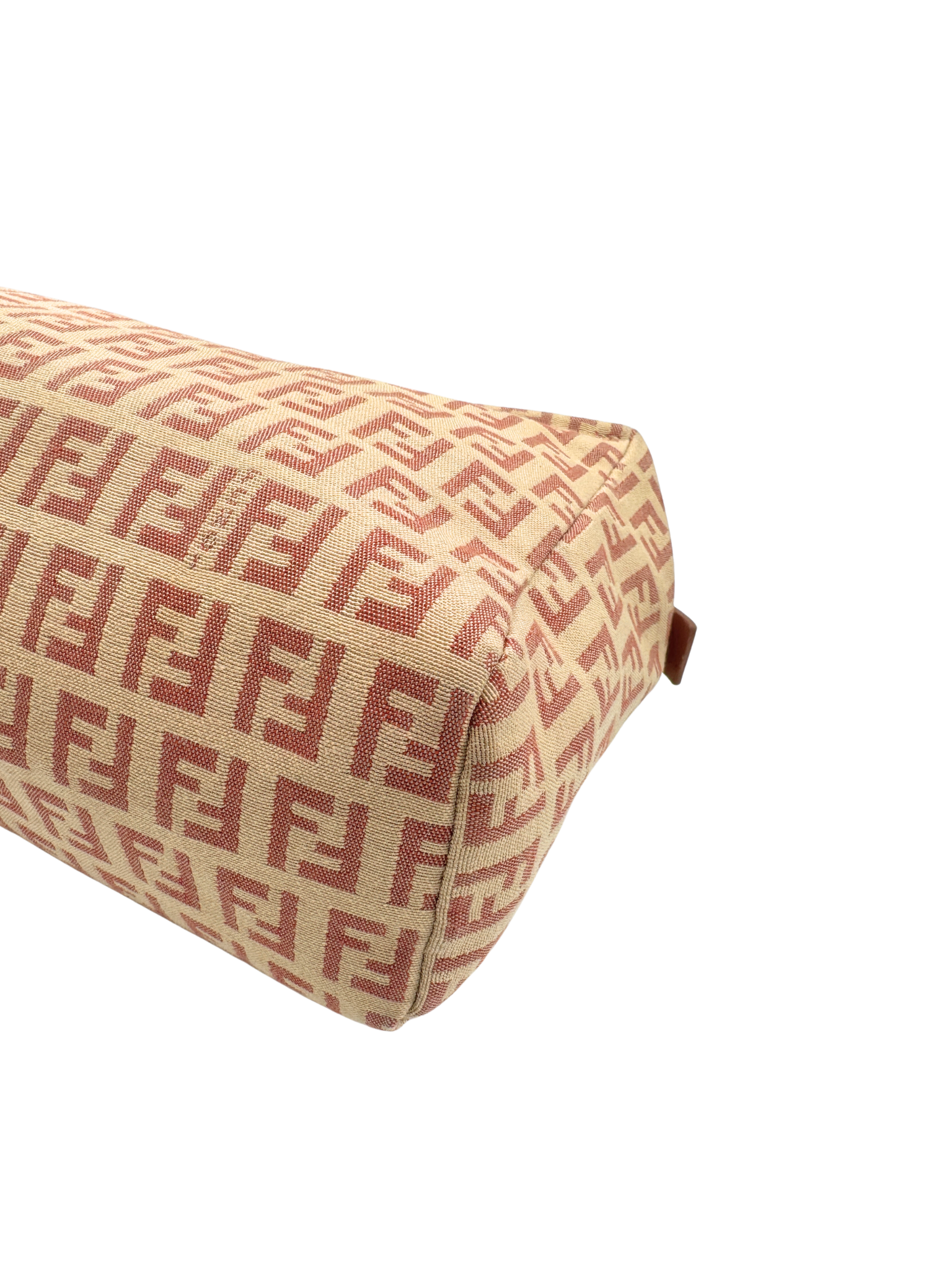 Fendi FF Monogram East-West Bauletto Bag in Pink and Ivory Canvas
