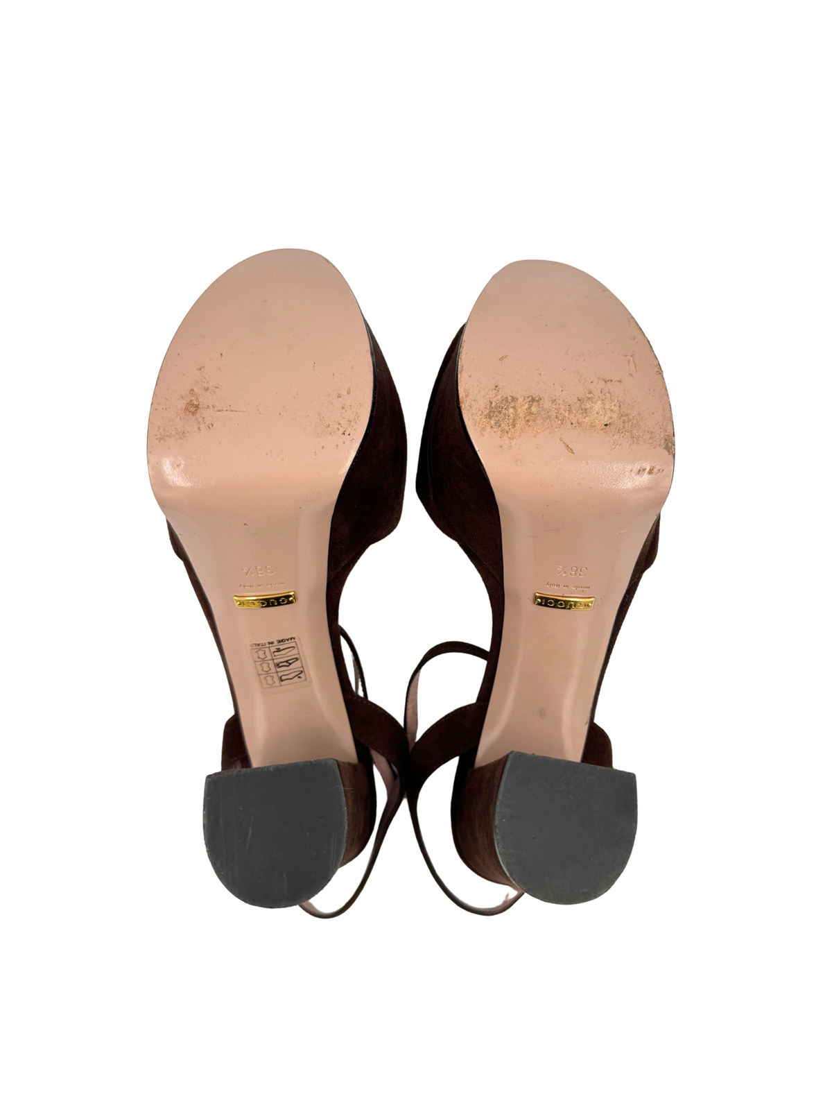 Size 38.5 Platform Horsebit Sandals with Ankle Strap in Brown Suede